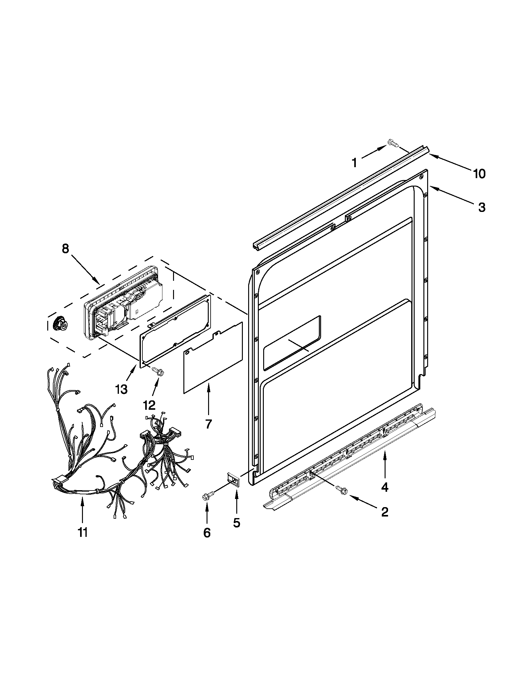 KitchenAid KUDS30IBBT0 inner door parts diagram