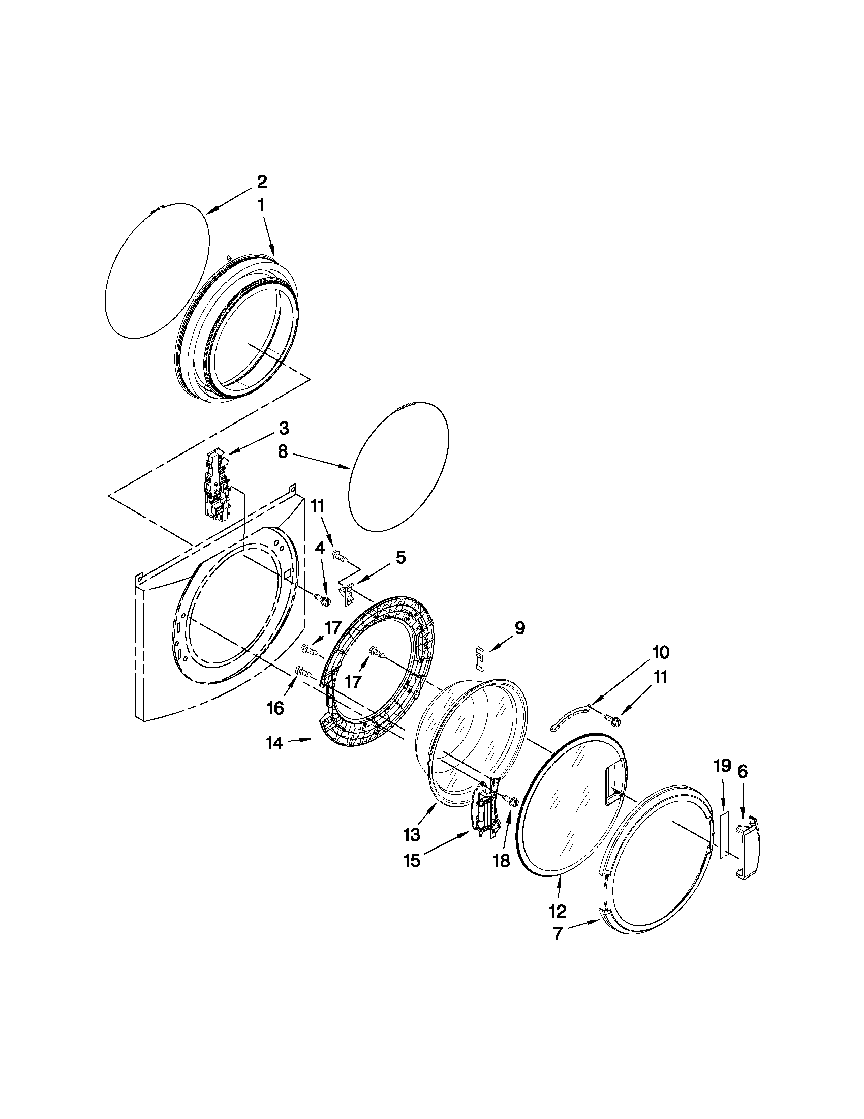 Maytag MLE20PRBYW1 washer door parts diagram