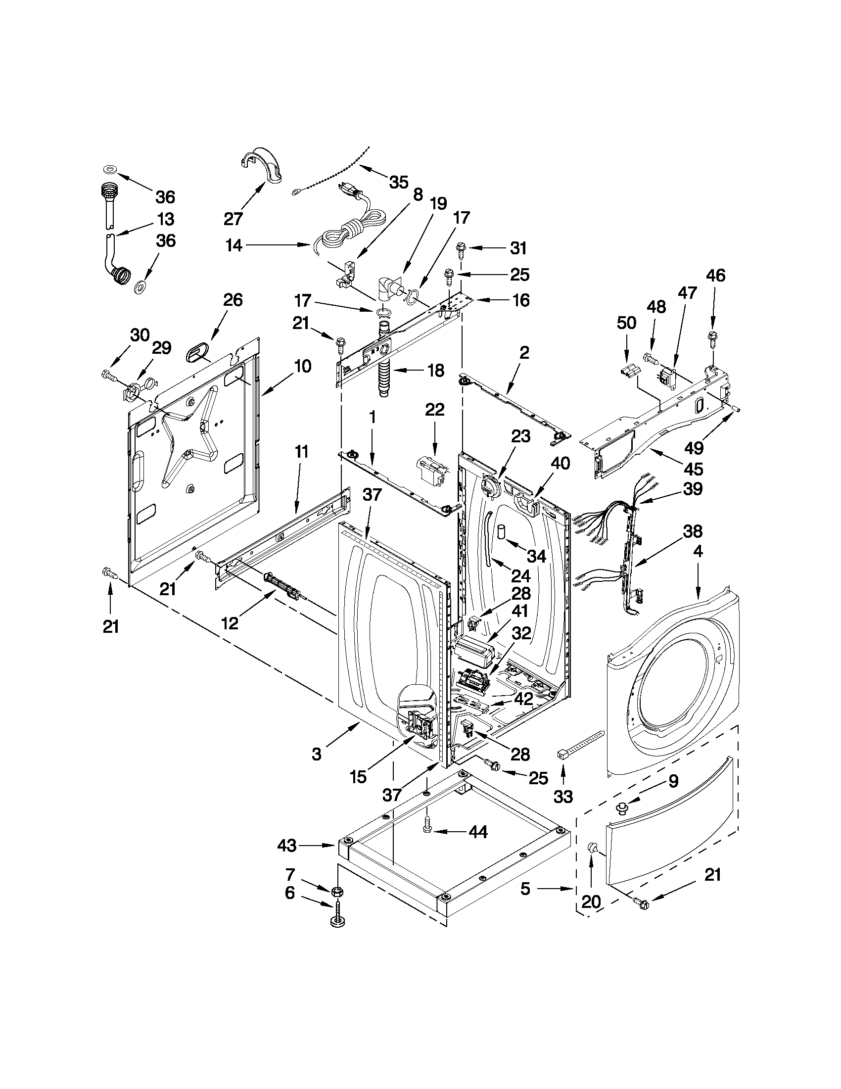 Maytag MLE20PRBYW1 washer cabinet parts diagram