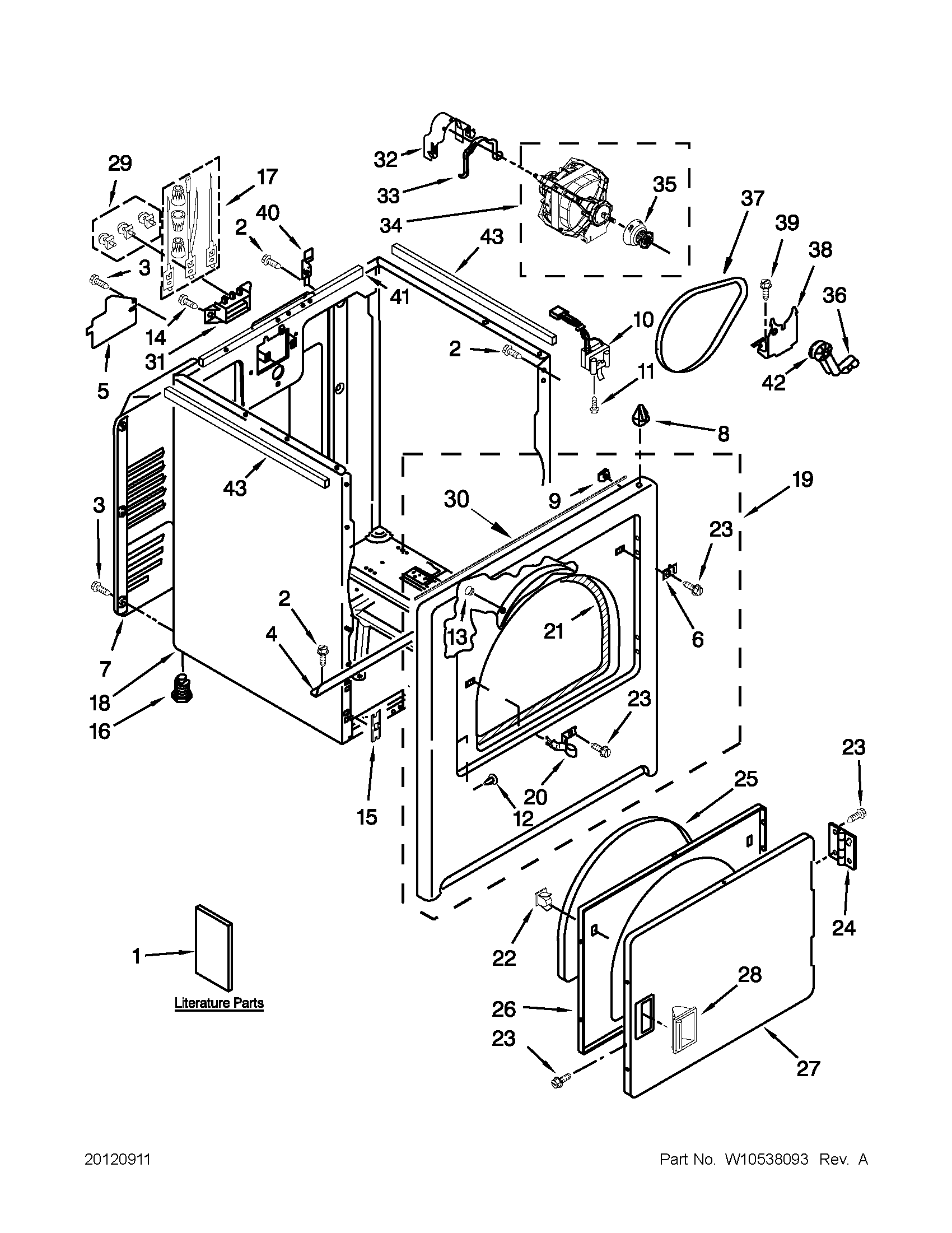Maytag MEDC200XW2 cabinet parts diagram