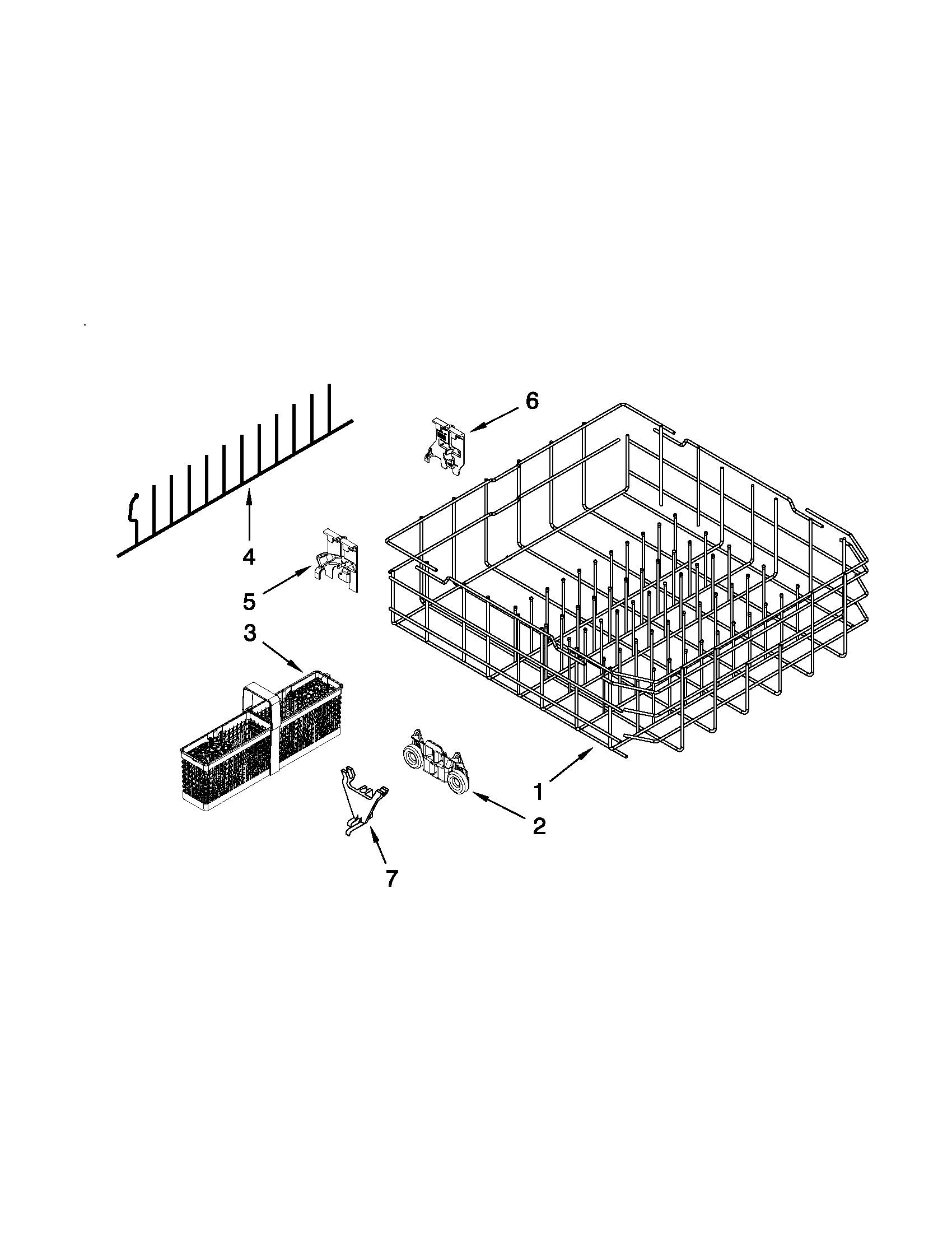 KitchenAid KUDS35FBBL0 lower rack parts diagram