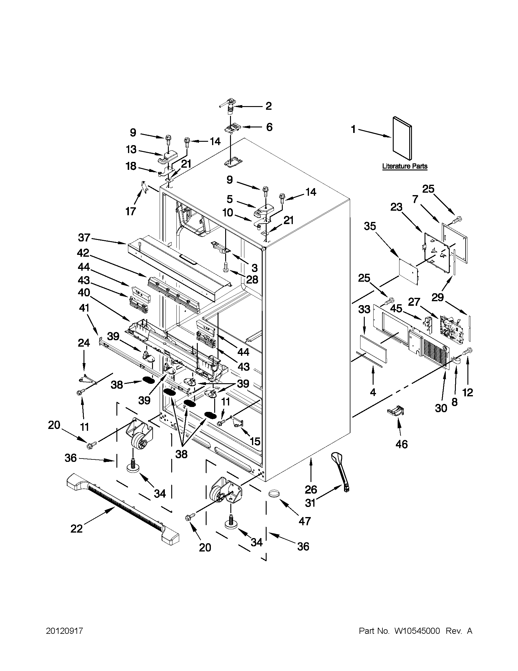 Whirlpool GZ25FSRXYY7 cabinet parts diagram