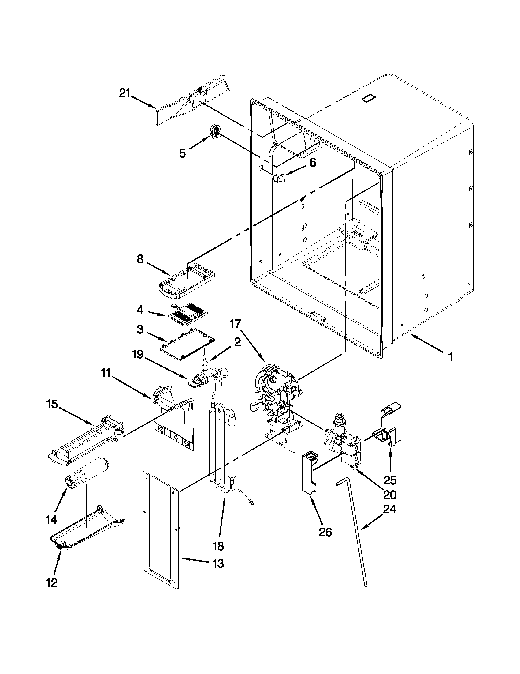 Whirlpool GZ25FSRXYY7 refrigerator liner parts diagram
