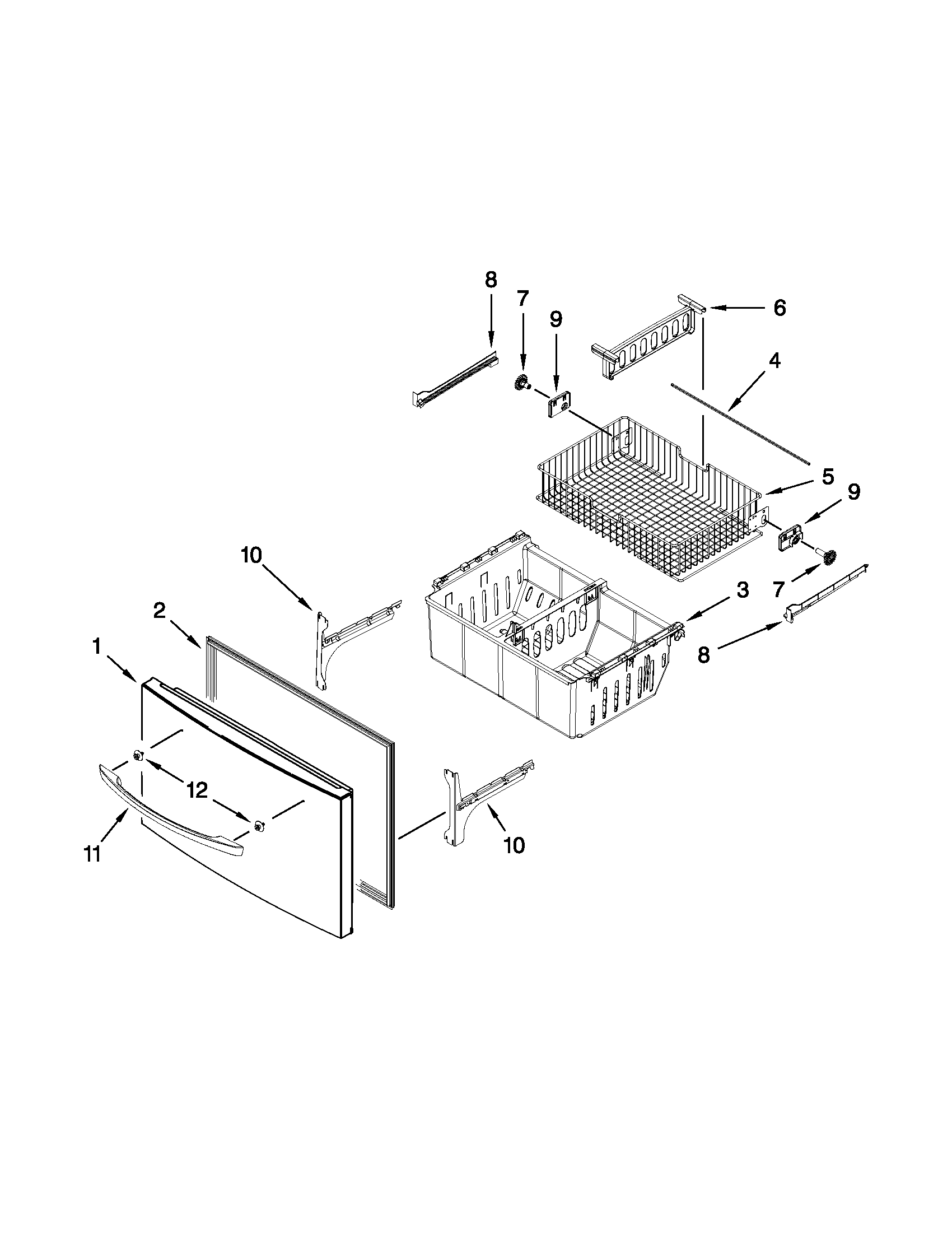 Whirlpool GZ25FSRXYY7 freezer door parts diagram