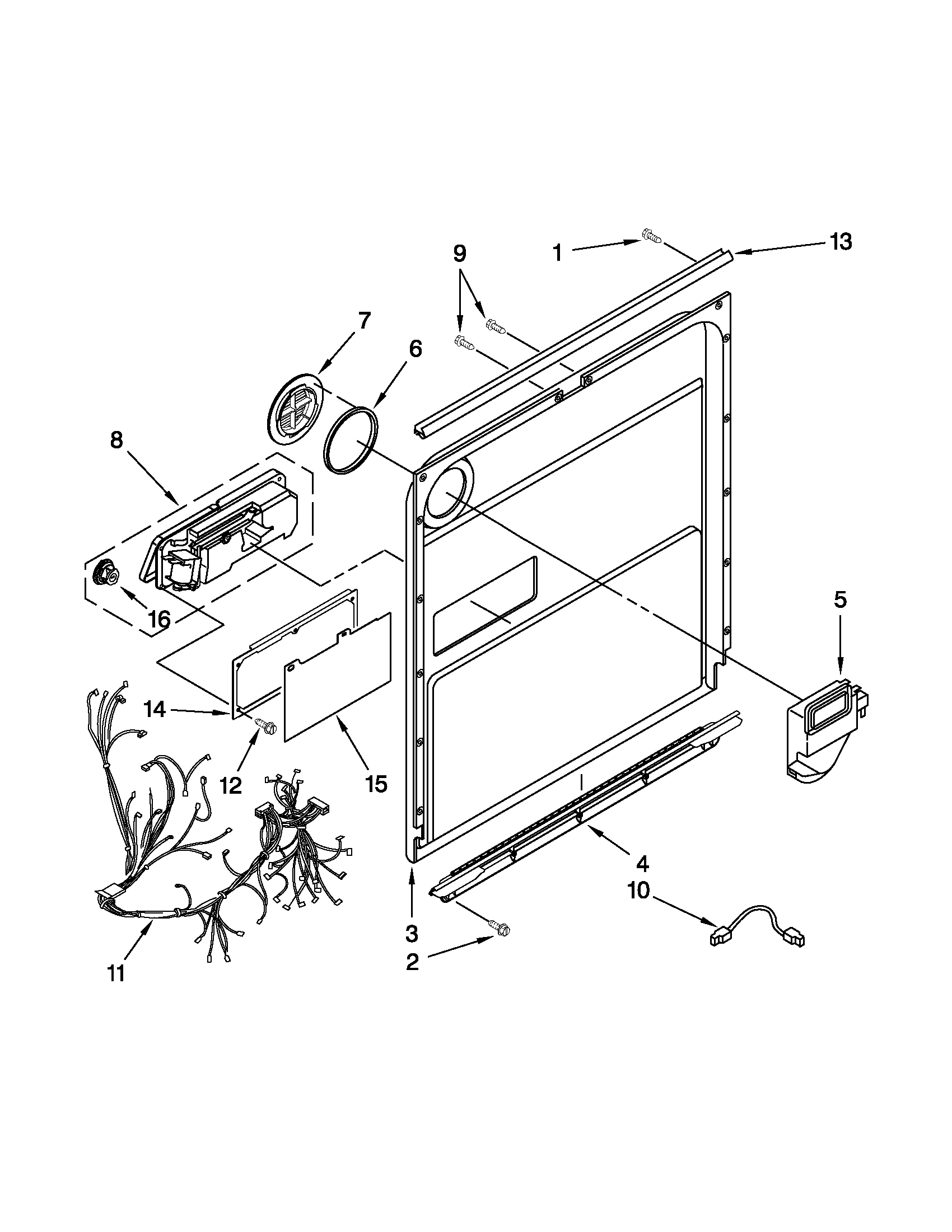 Jenn-Air JDB3650AWF0 inner door parts diagram