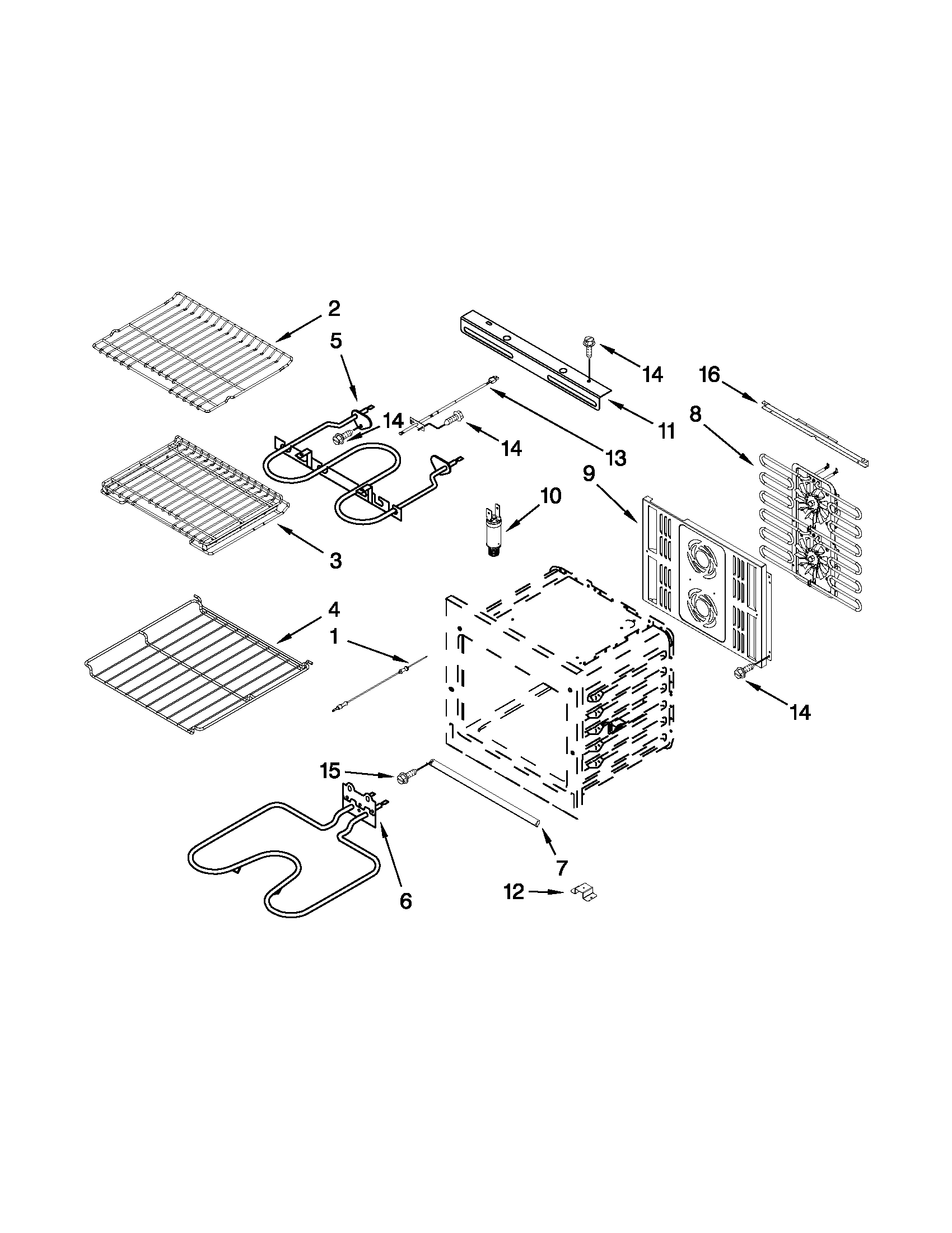 Jenn-Air JJW3430WB02 internal oven parts diagram