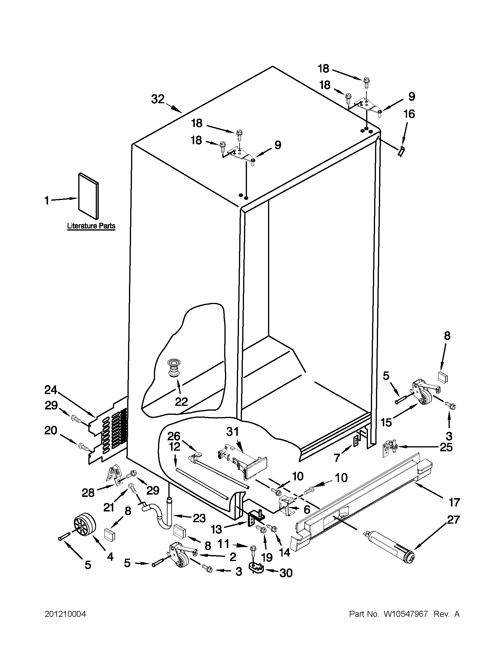 Maytag MSF25D4XAM00 cabinet parts diagram