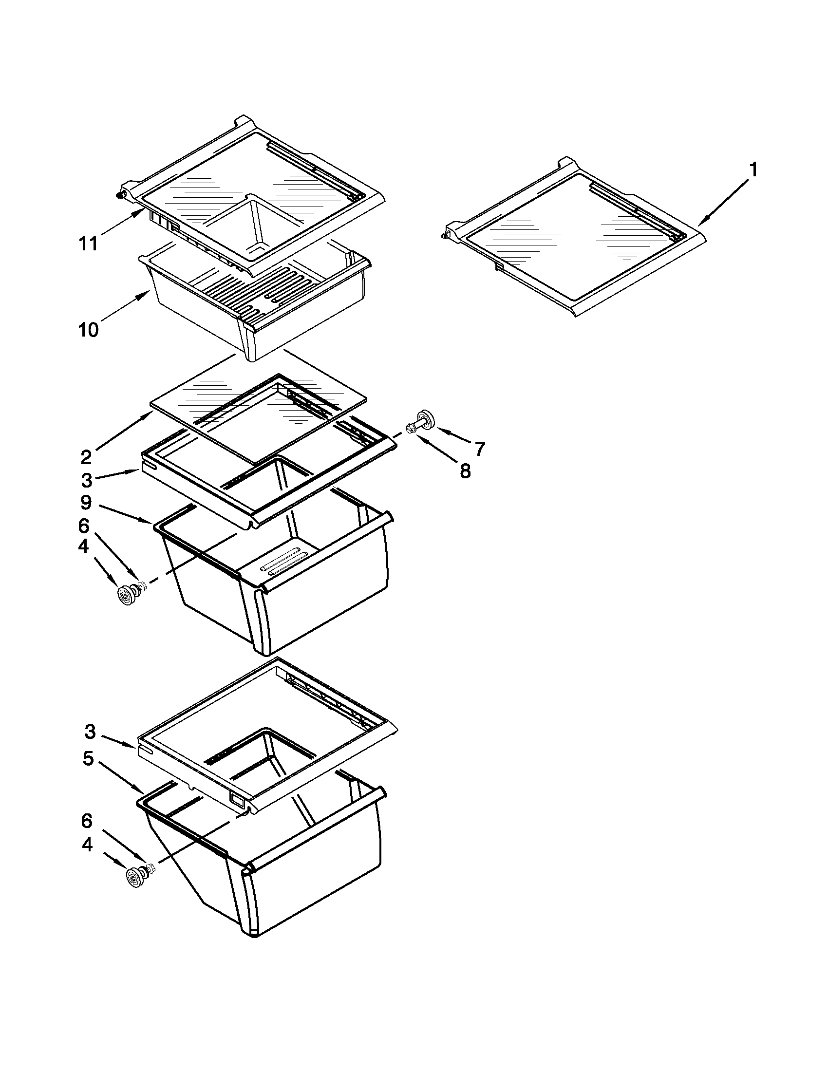 Maytag MSF25D4XAM00 refrigerator shelf parts diagram