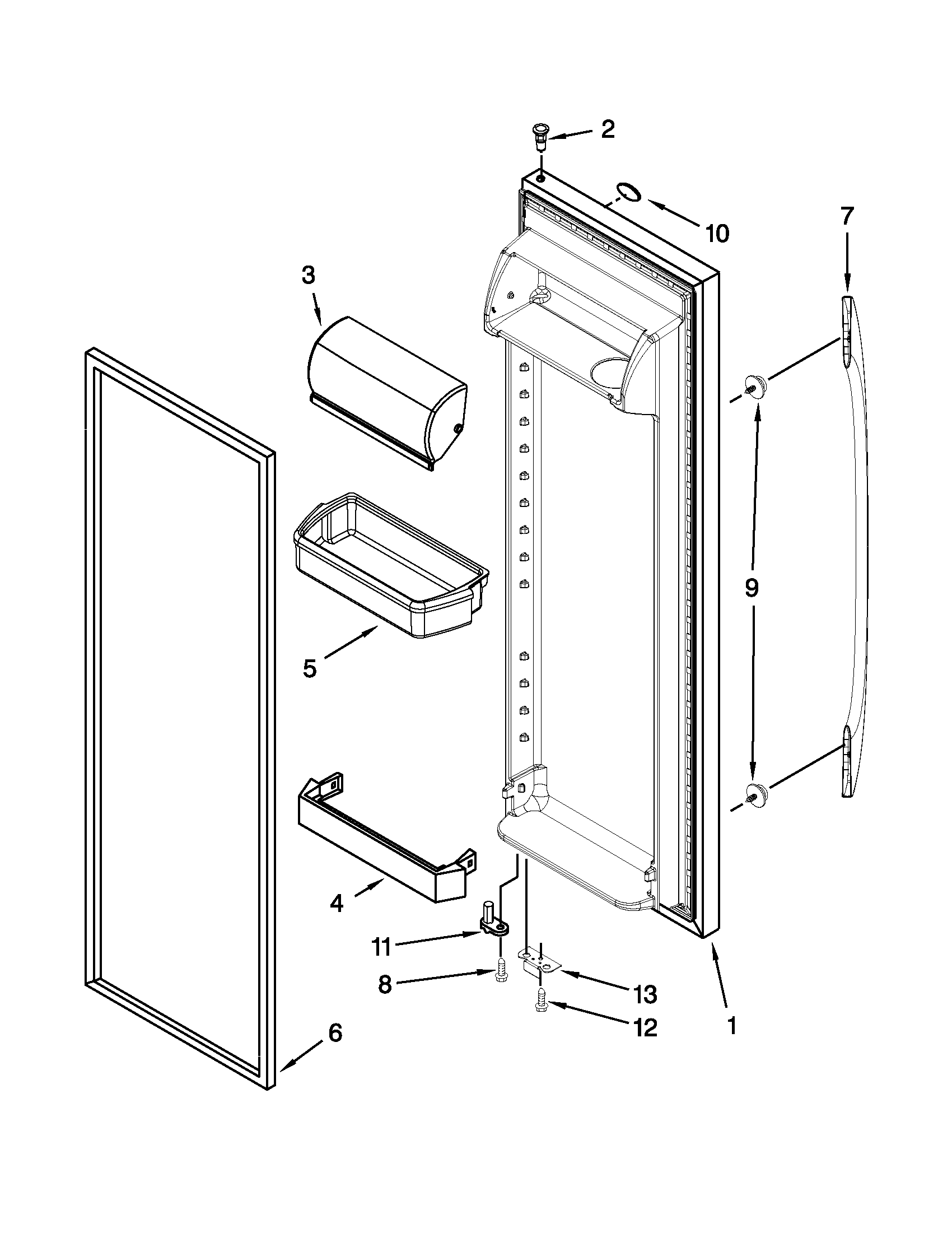 Maytag MSF25D4XAM00 refrigerator door diagram