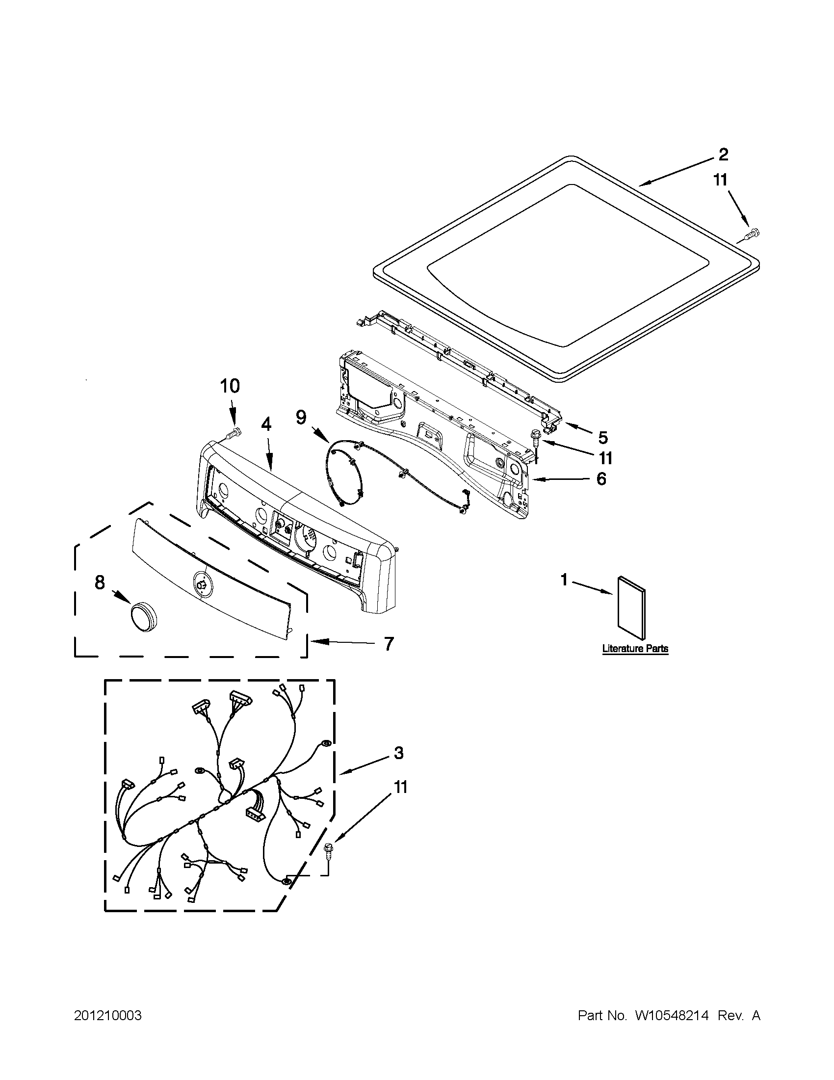 Maytag MED7000AG0 top and console parts diagram