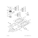 KitchenAid KGCK346BSS0 cooktop, burner and grate parts diagram