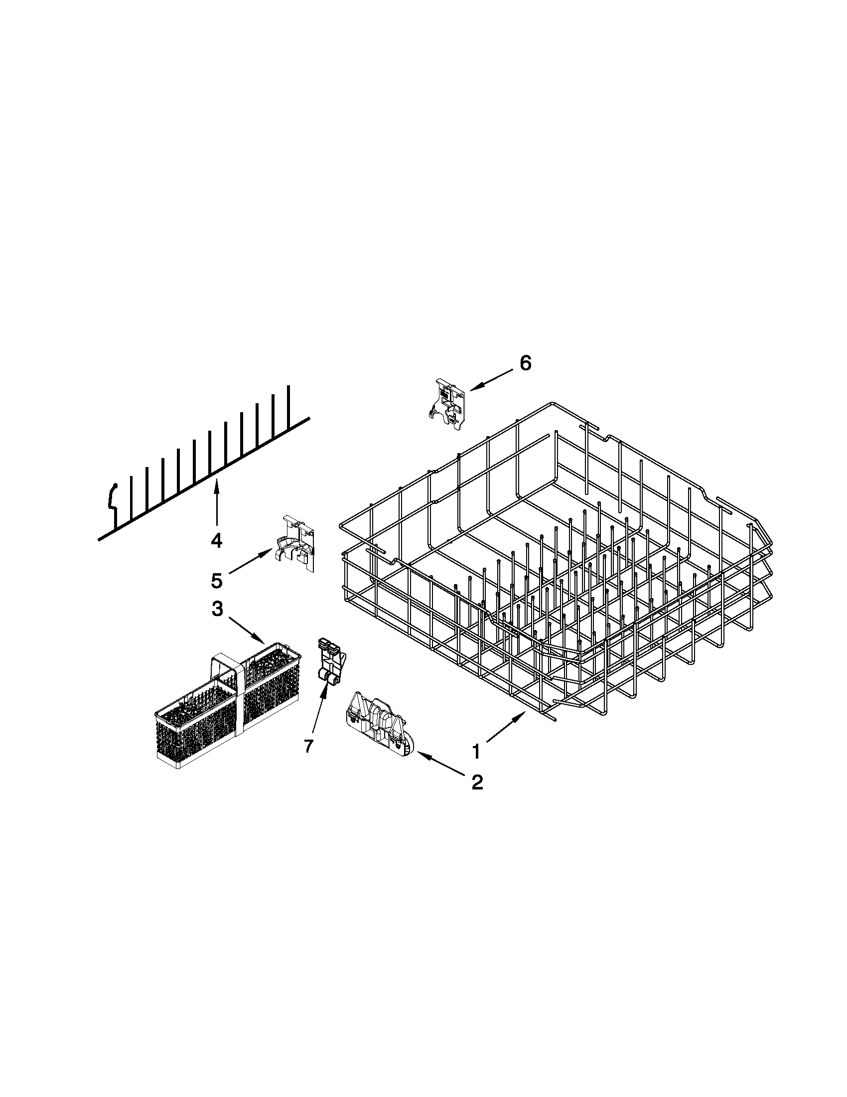KitchenAid KUDS30IBBL1 lower rack parts diagram