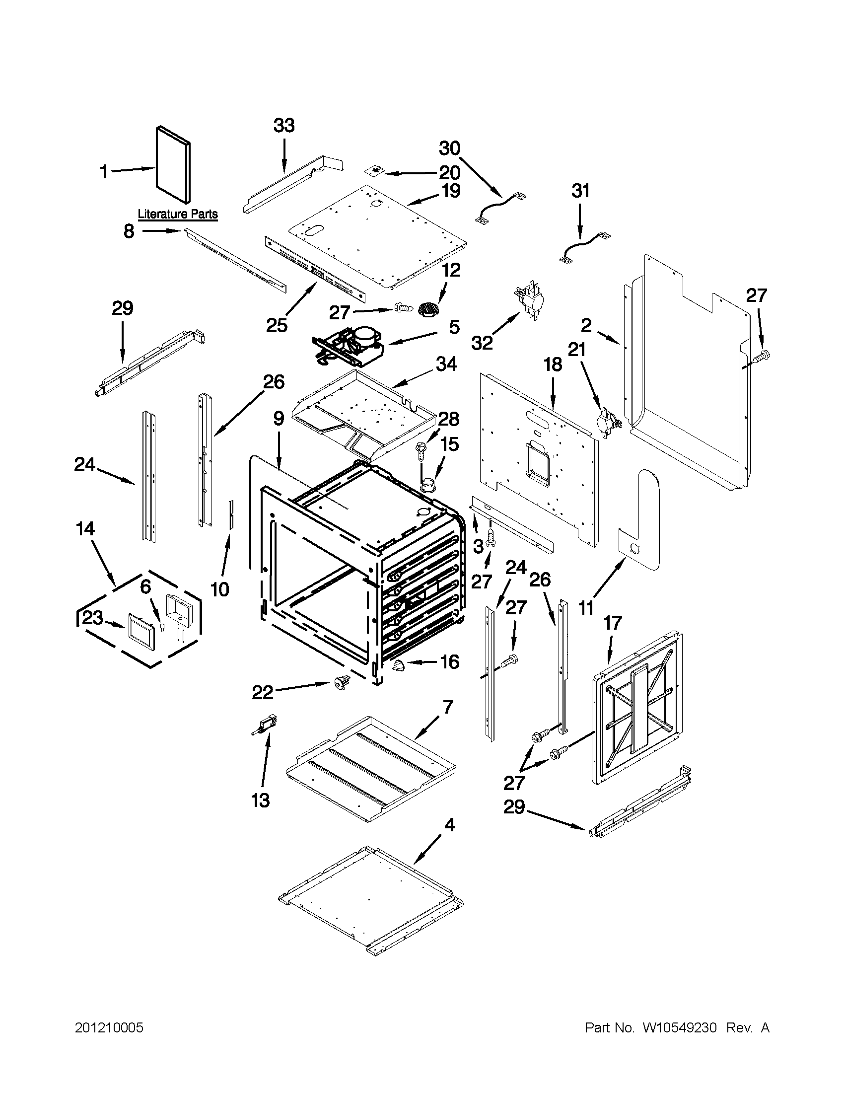 Jenn-Air JJW3830WB02 upper oven parts diagram