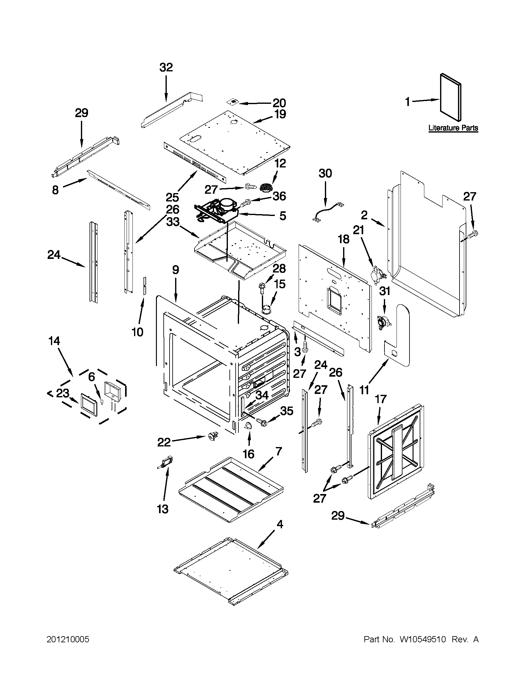Jenn-Air JJW2730WS02 upper oven parts diagram