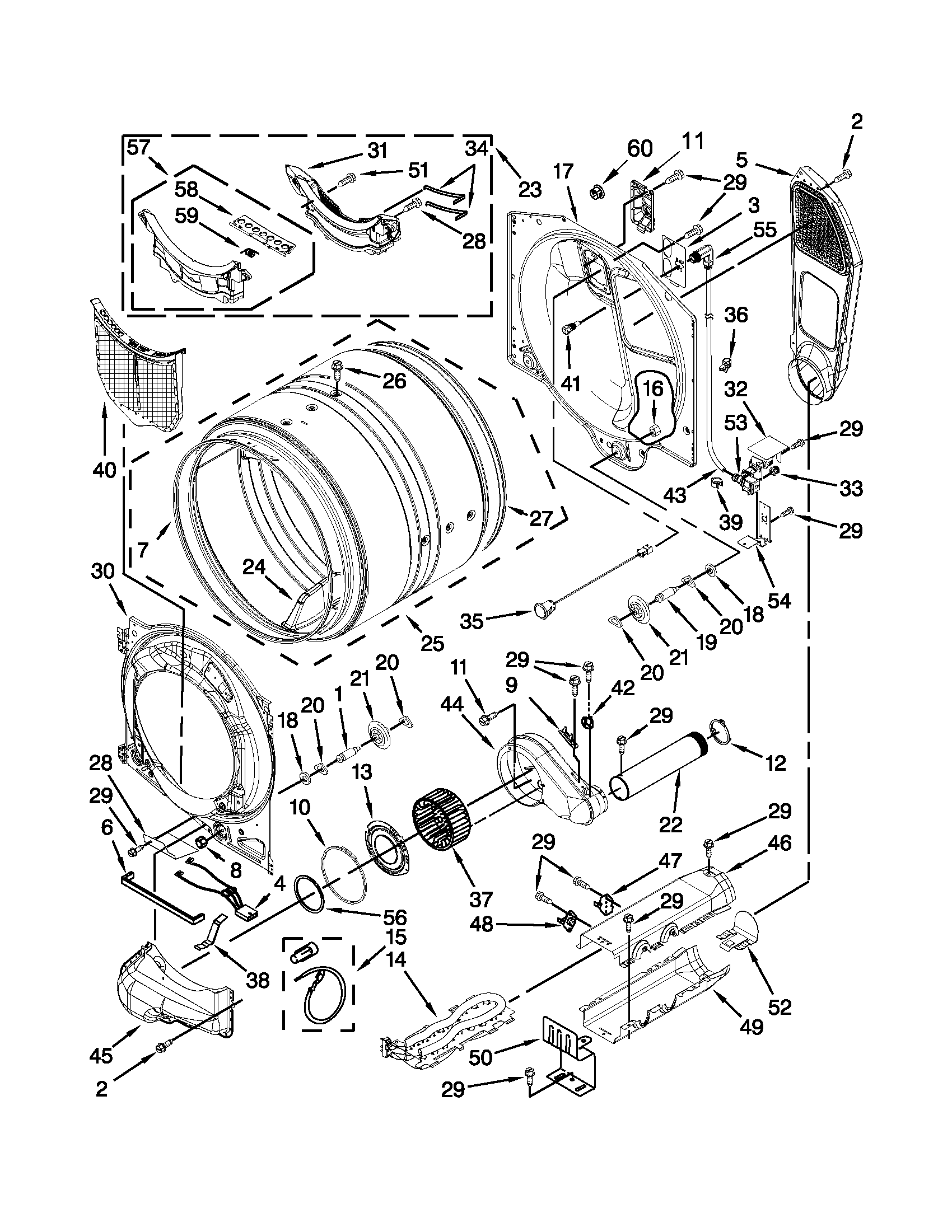 Maytag MED8000AW0 bulkhead parts diagram