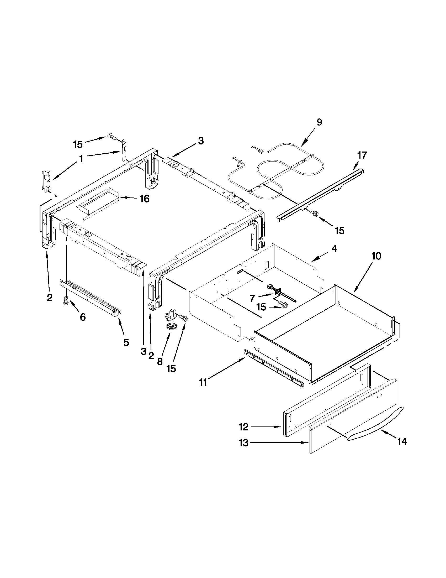 KitchenAid YKERS807SP04 drawer parts diagram