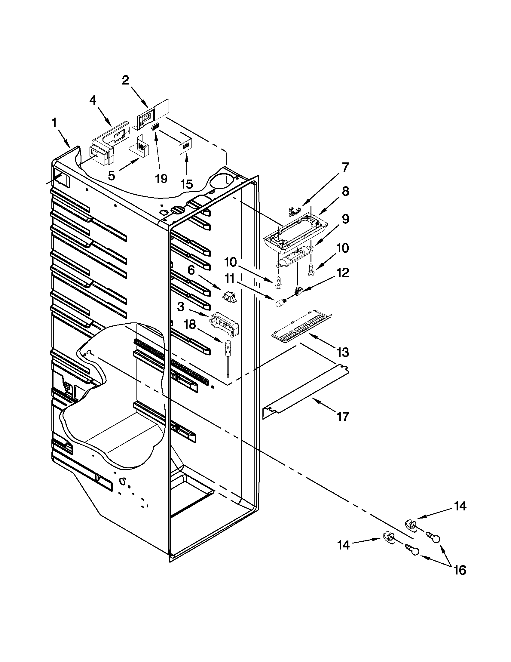 Whirlpool 6WSC21N4AF00 refrigerator liner parts diagram