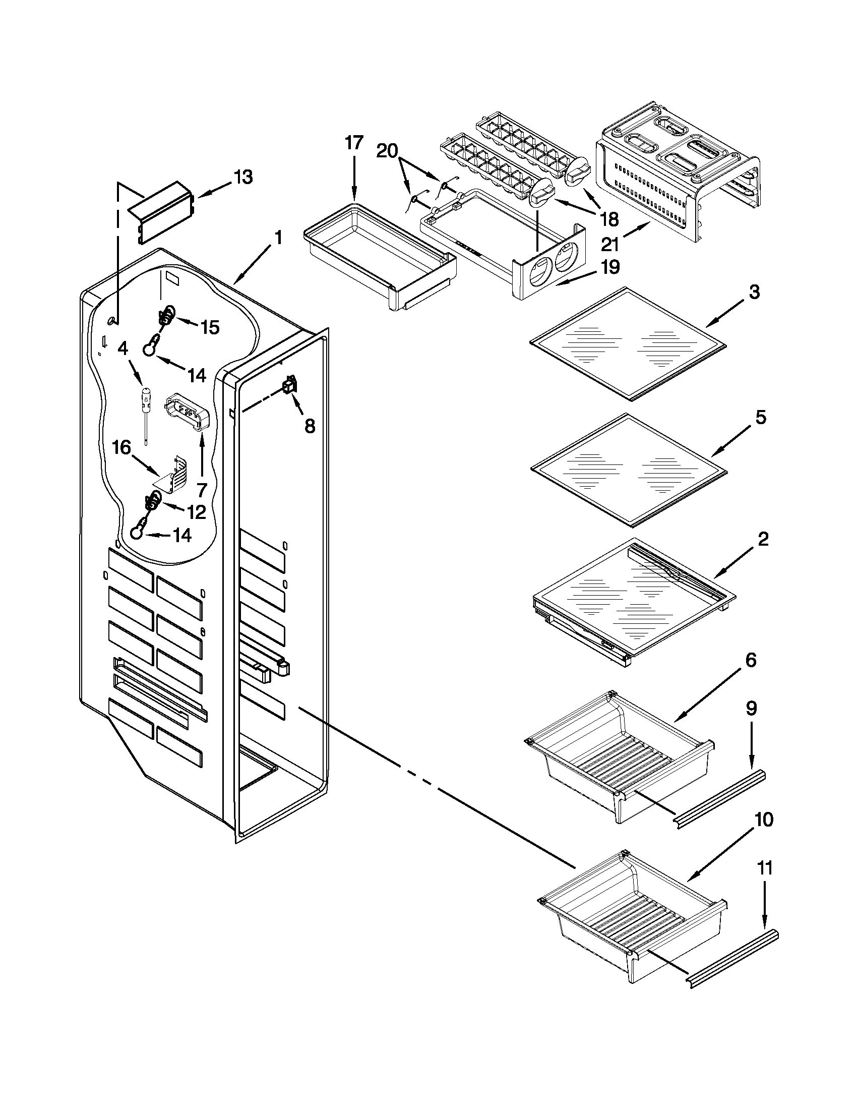 Ikea 6ISC21N4AF00 freezer liner parts diagram