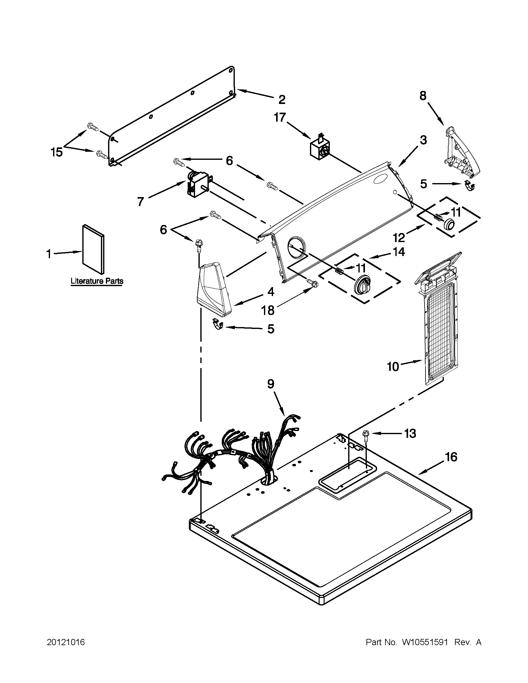 Whirlpool WED4890XQ2 top and console parts diagram