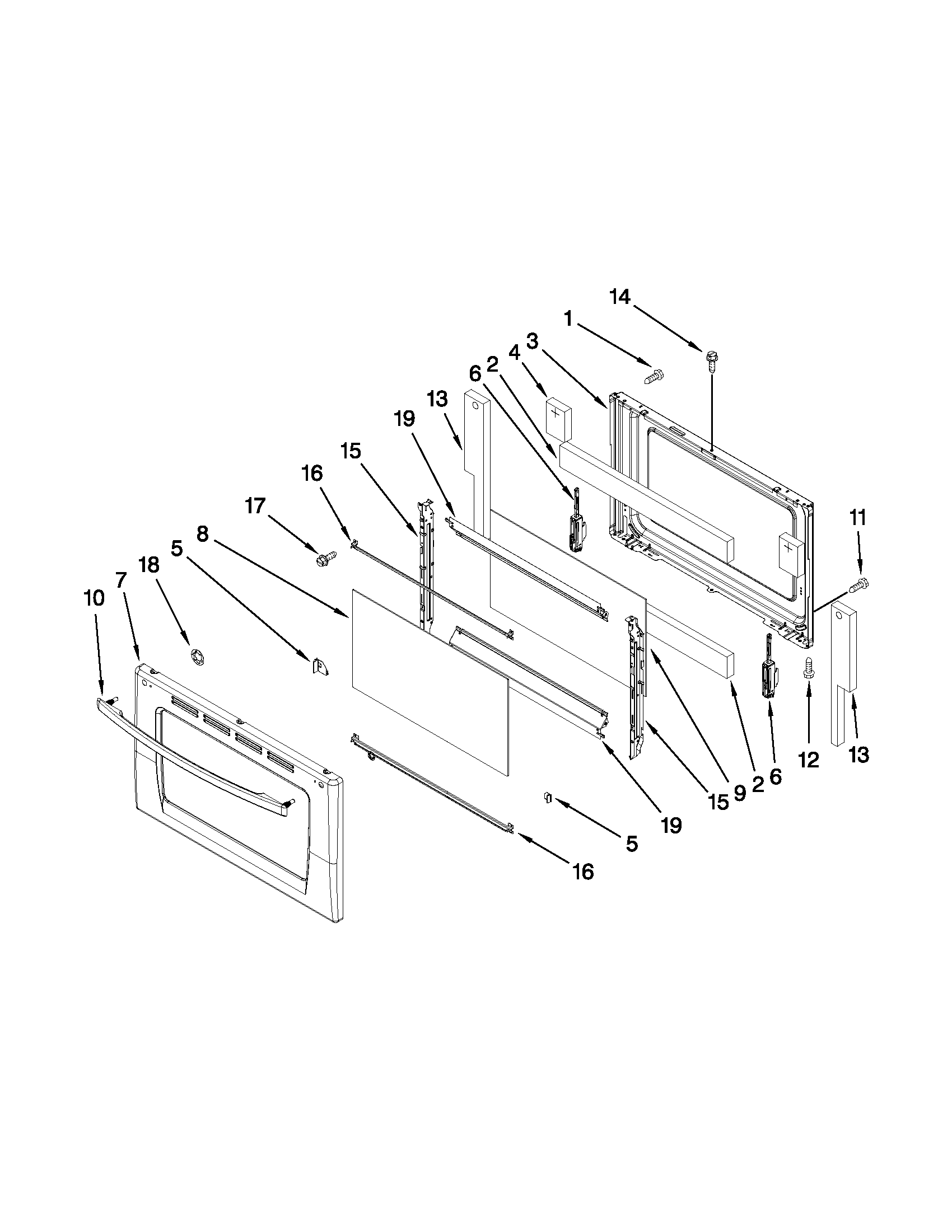Whirlpool SF216LXSQ3 door parts diagram