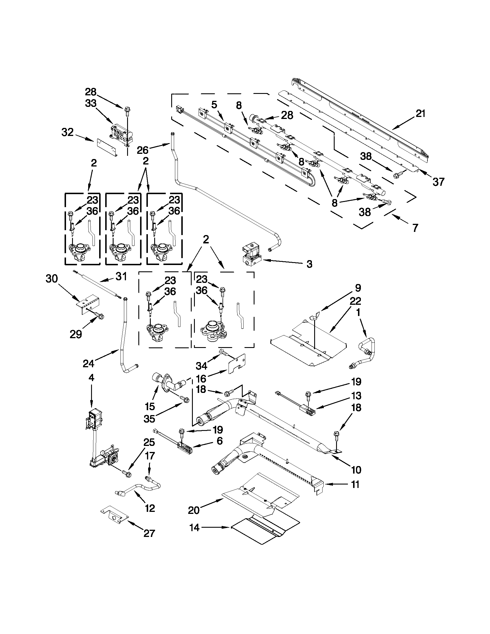 Maytag MGT8885XB03 manifold parts diagram