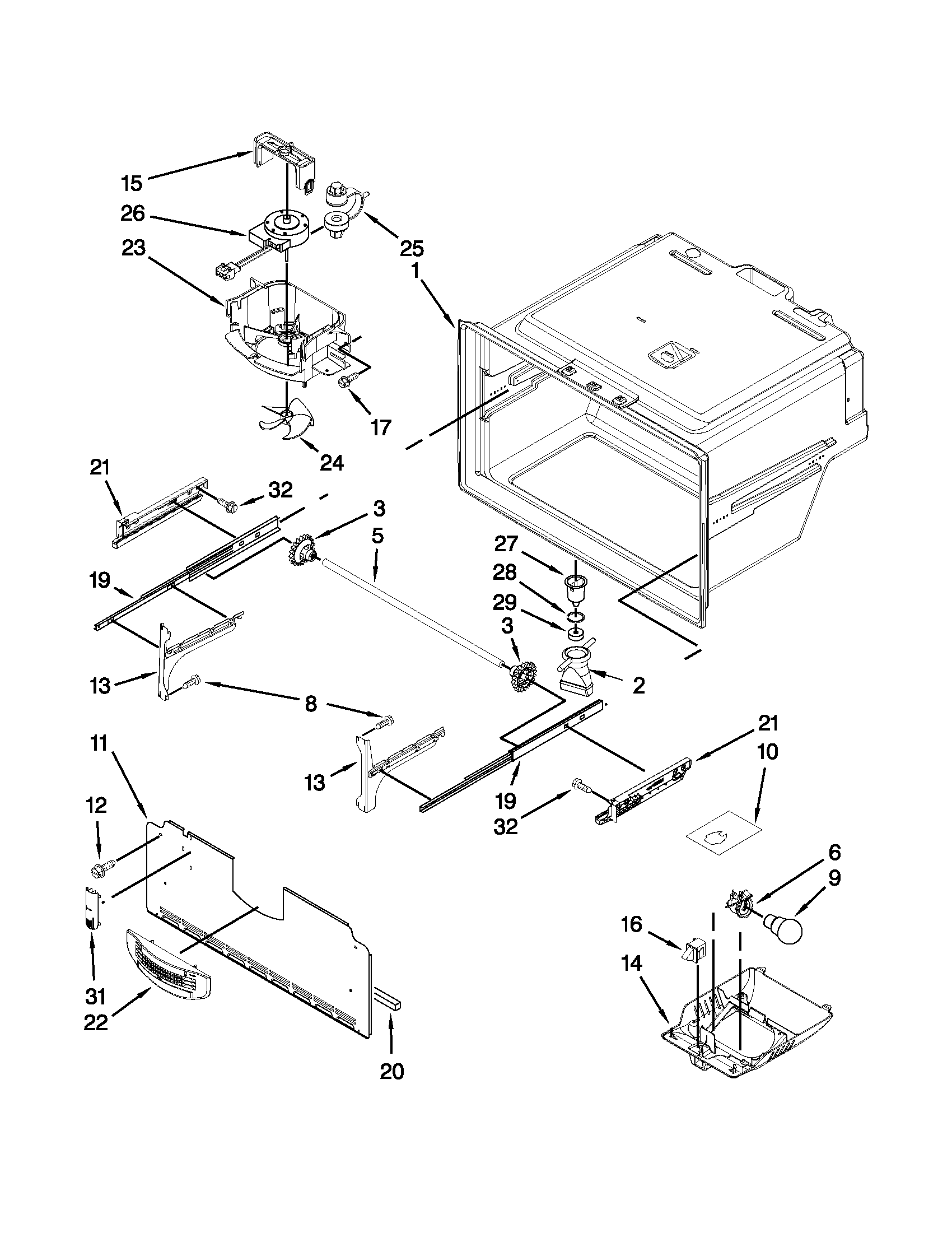 Maytag MFI2269VEB8 freezer liner parts diagram