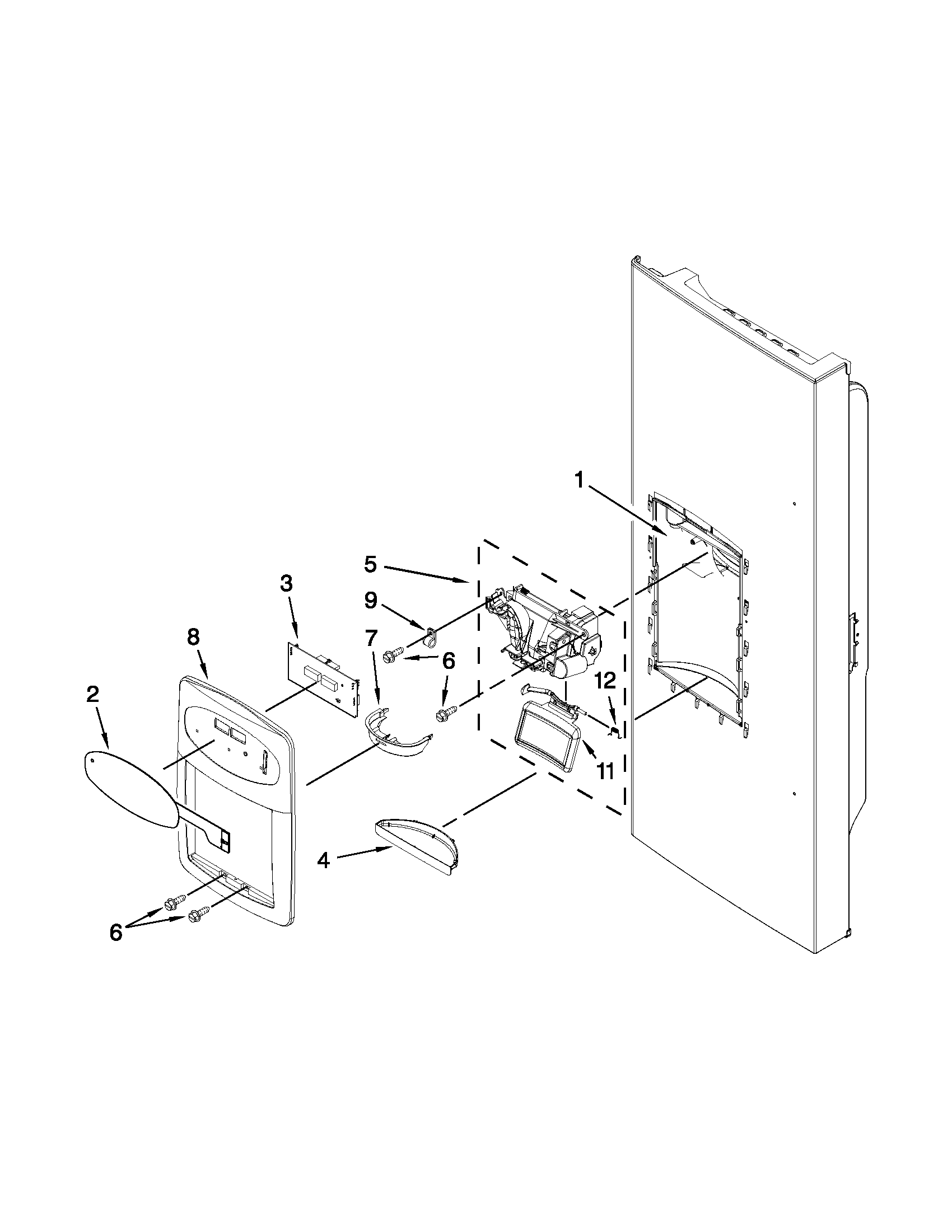 Maytag MFI2269VEB8 dispenser front parts diagram