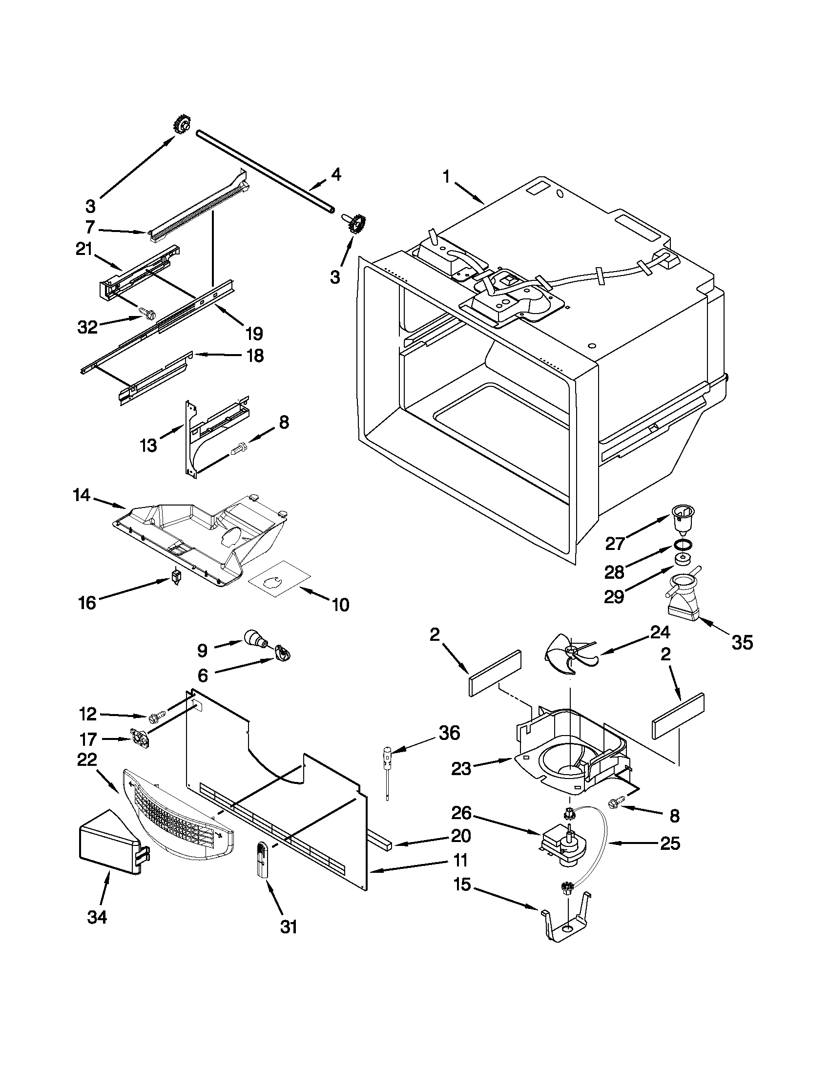 Maytag MBL2258XES5 freezer liner parts diagram
