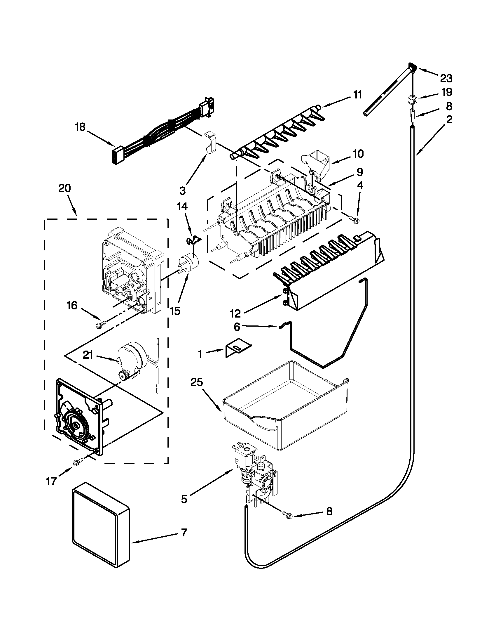 Maytag MBL2258XES5 icemaker parts diagram