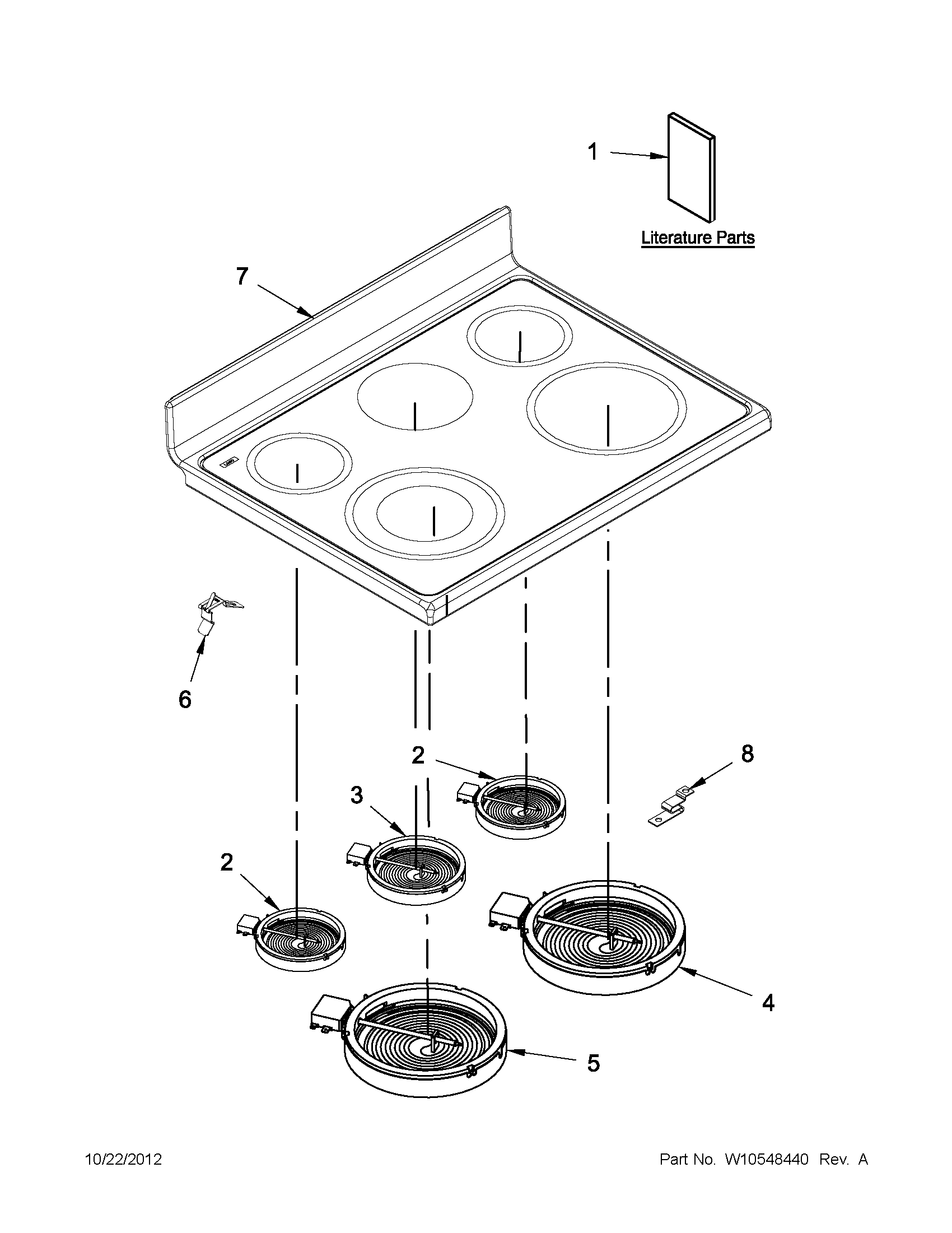 Whirlpool GGE388LXS03 cooktop parts diagram