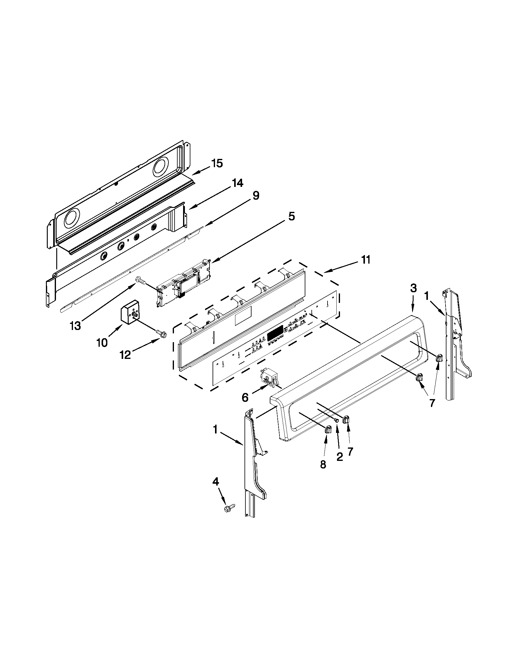 Whirlpool GGE388LXS03 control panel parts diagram