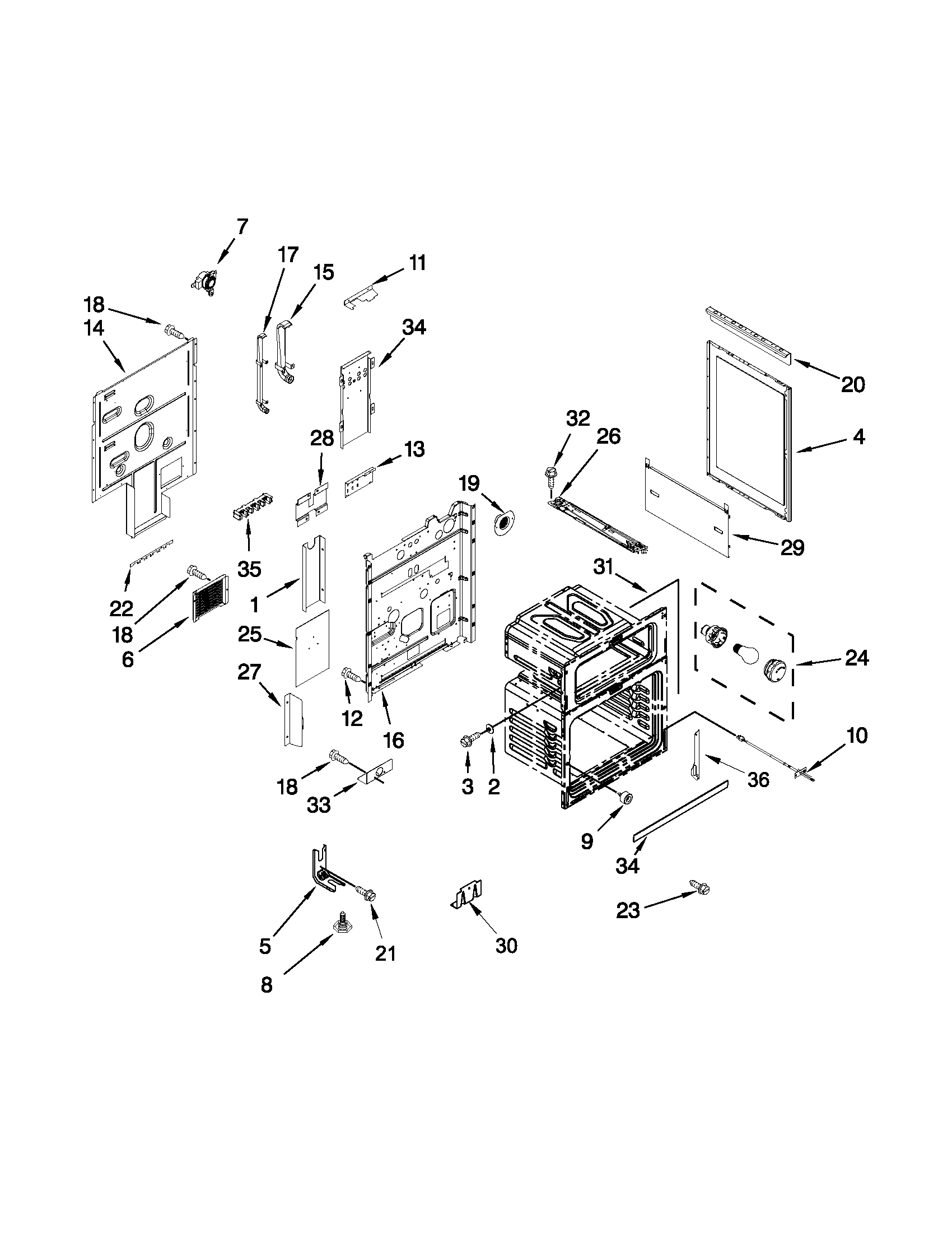 Whirlpool GGE388LXS03 chassis parts diagram