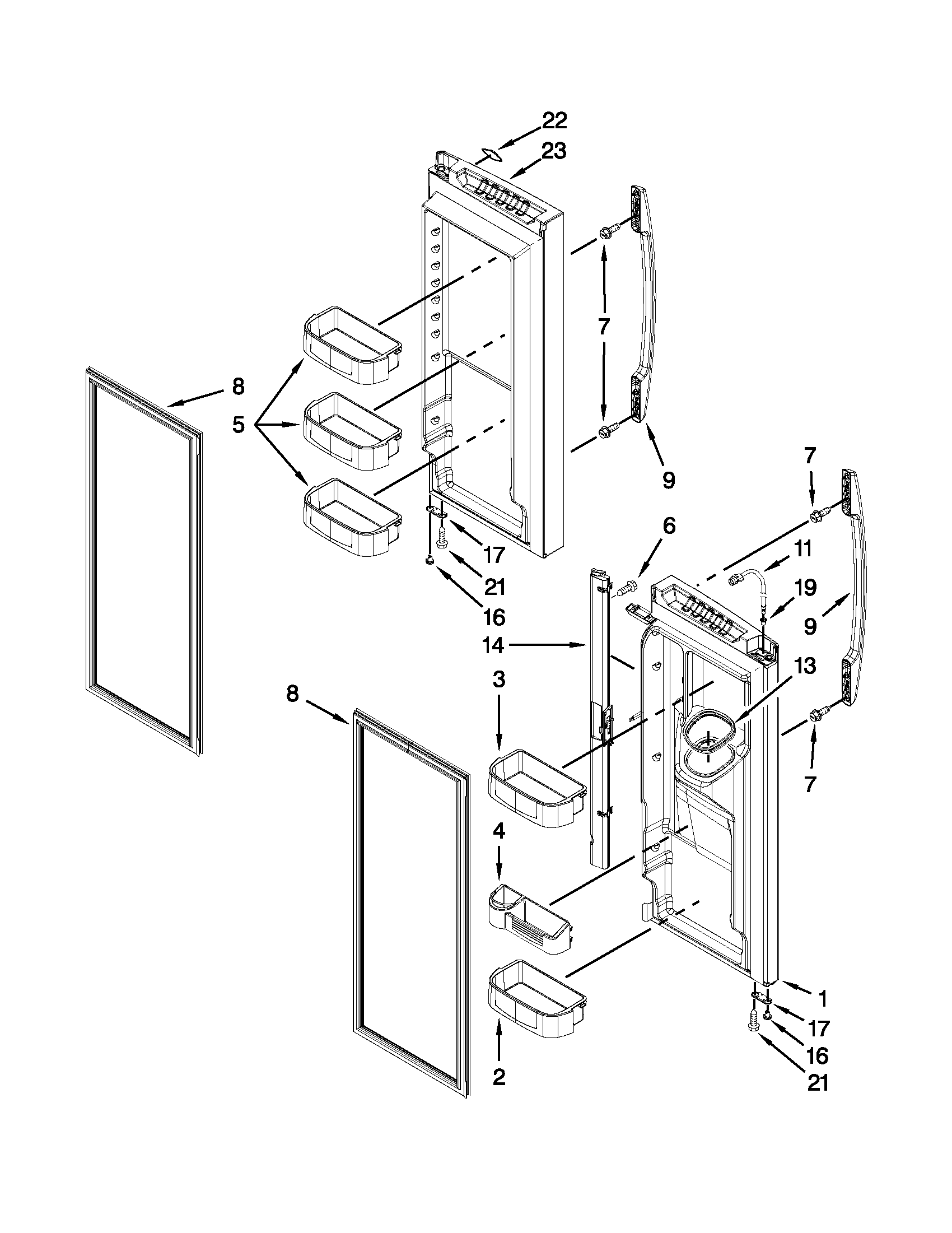Maytag MFX2570AEW0 refrigerator door parts diagram