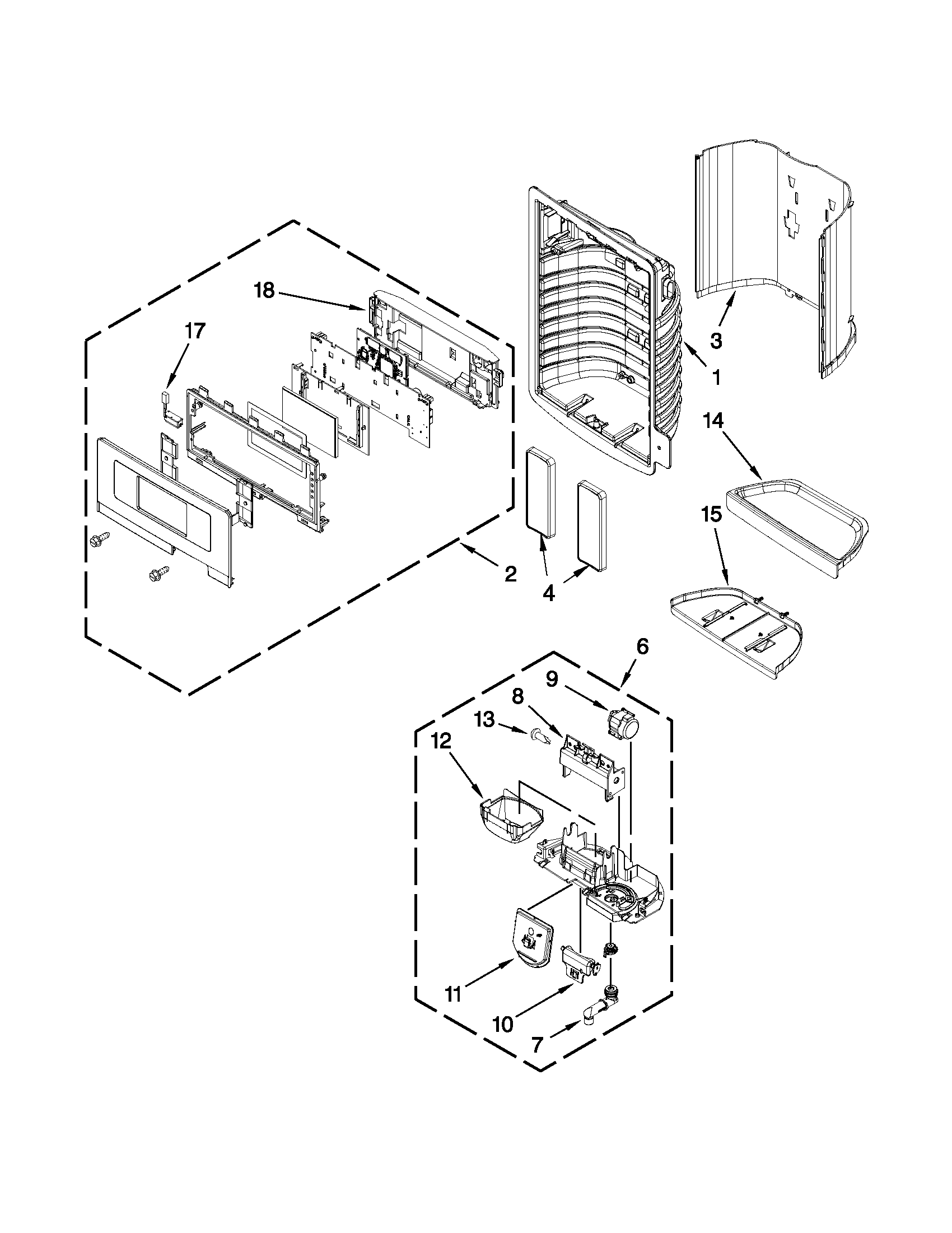 Maytag MFX2570AEW0 dispenser front parts diagram