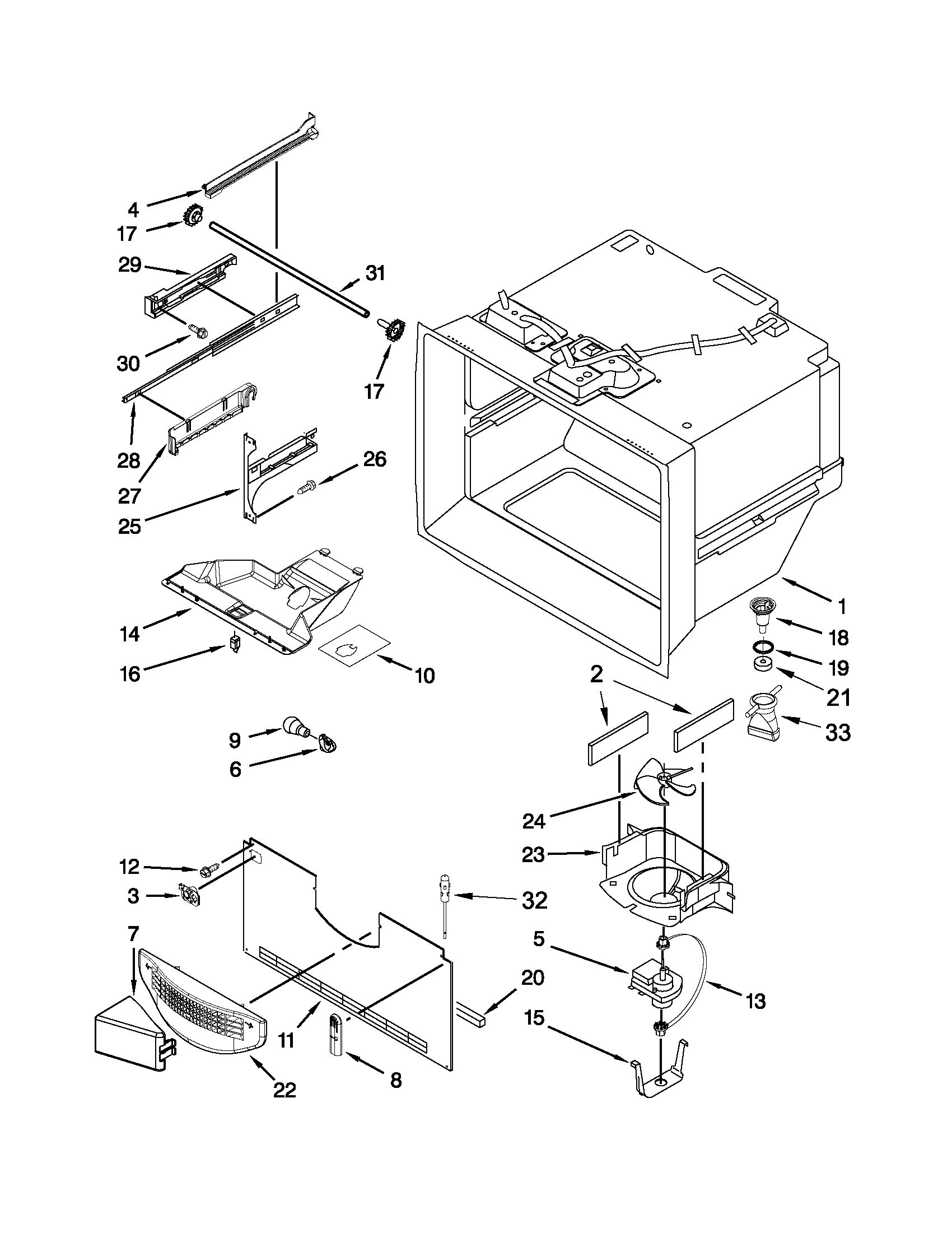 Jenn-Air JFC2089WEP11 freezer liner parts diagram