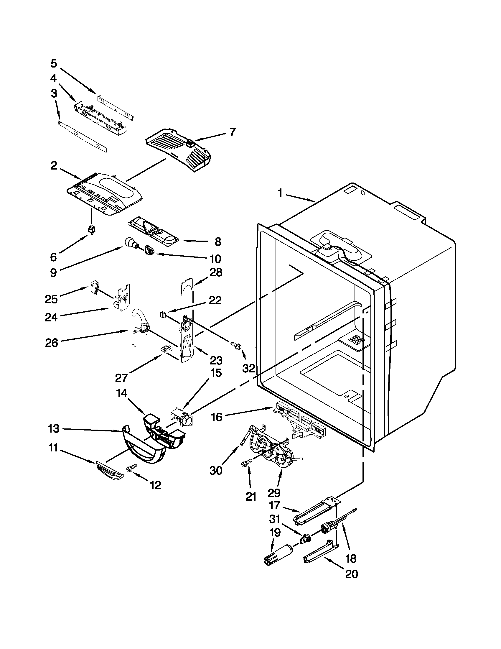 Jenn-Air JFC2089WEP11 refrigerator liner parts diagram