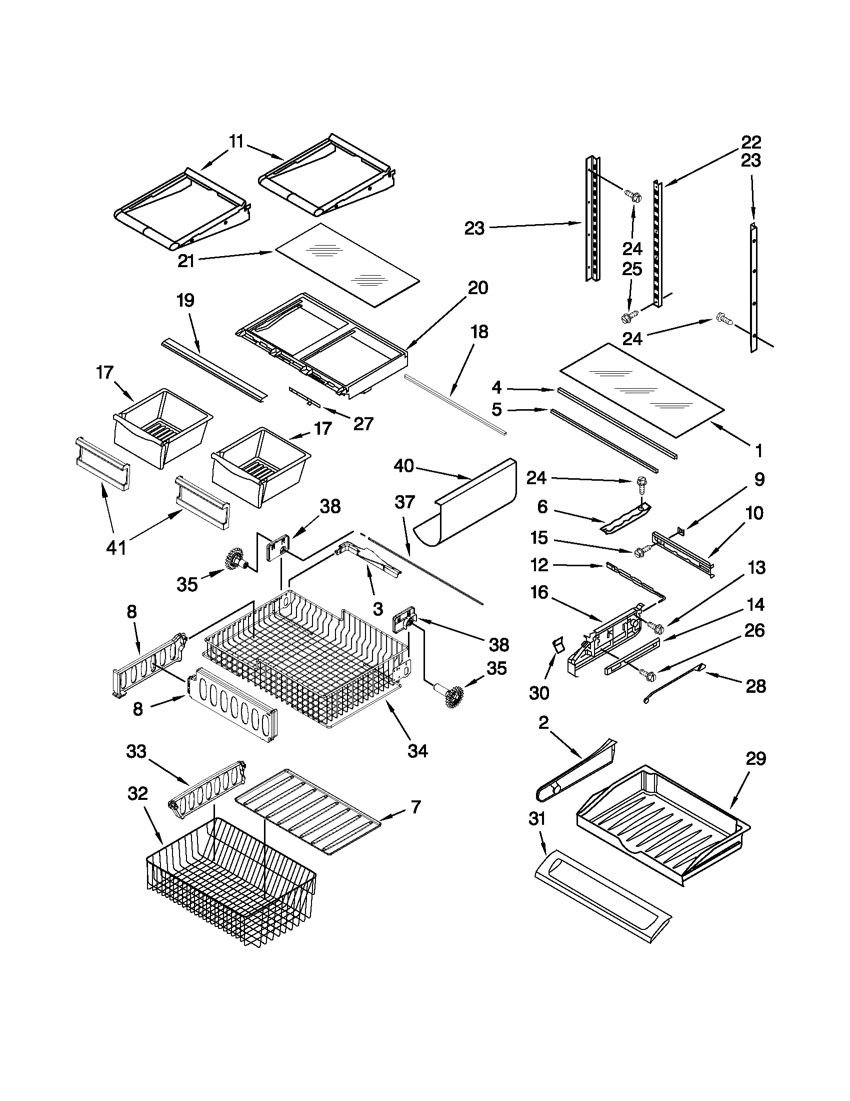 Jenn-Air JFC2089WEP11 shelf parts diagram