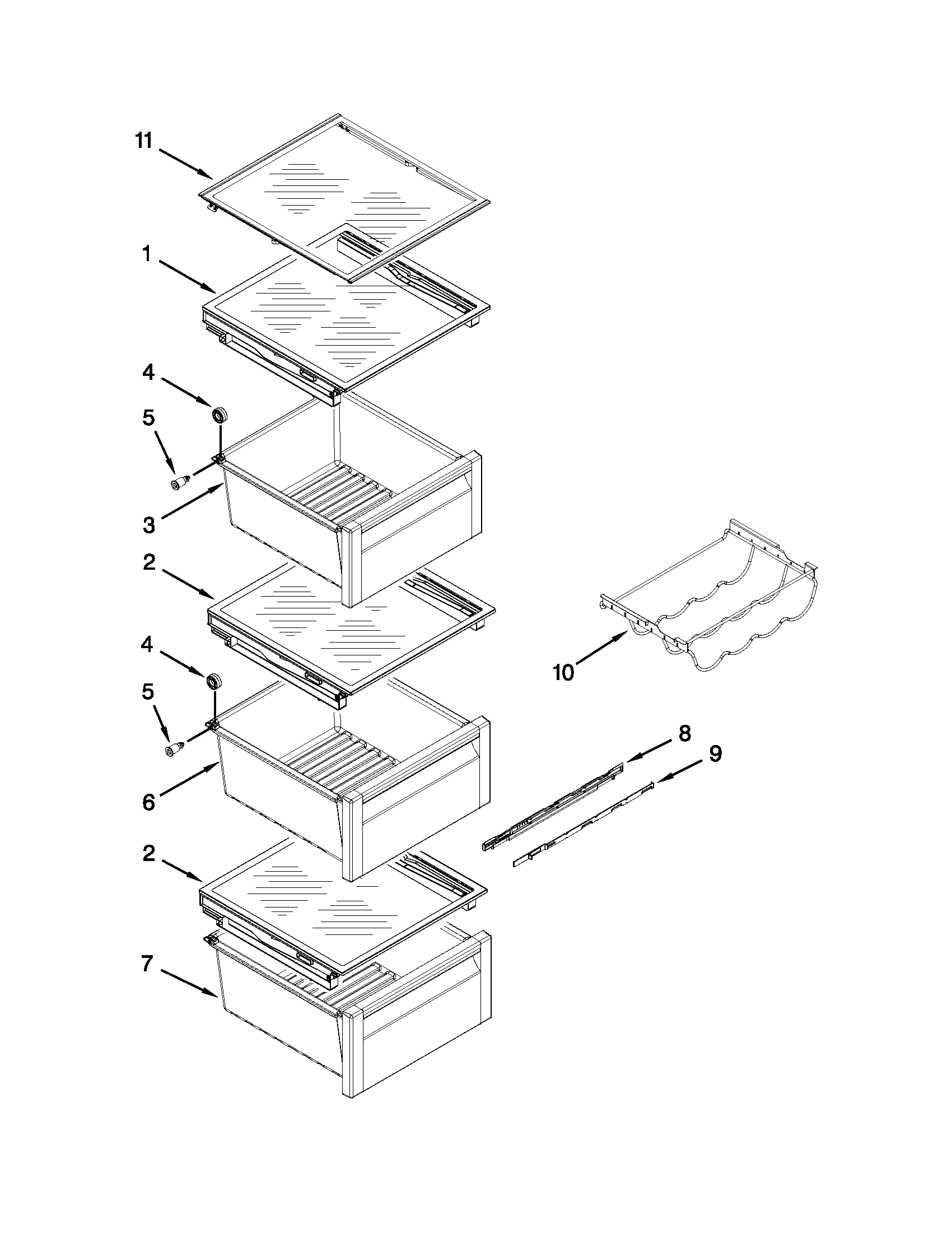 Whirlpool WRS965CIAM00 refrigerator shelf parts diagram