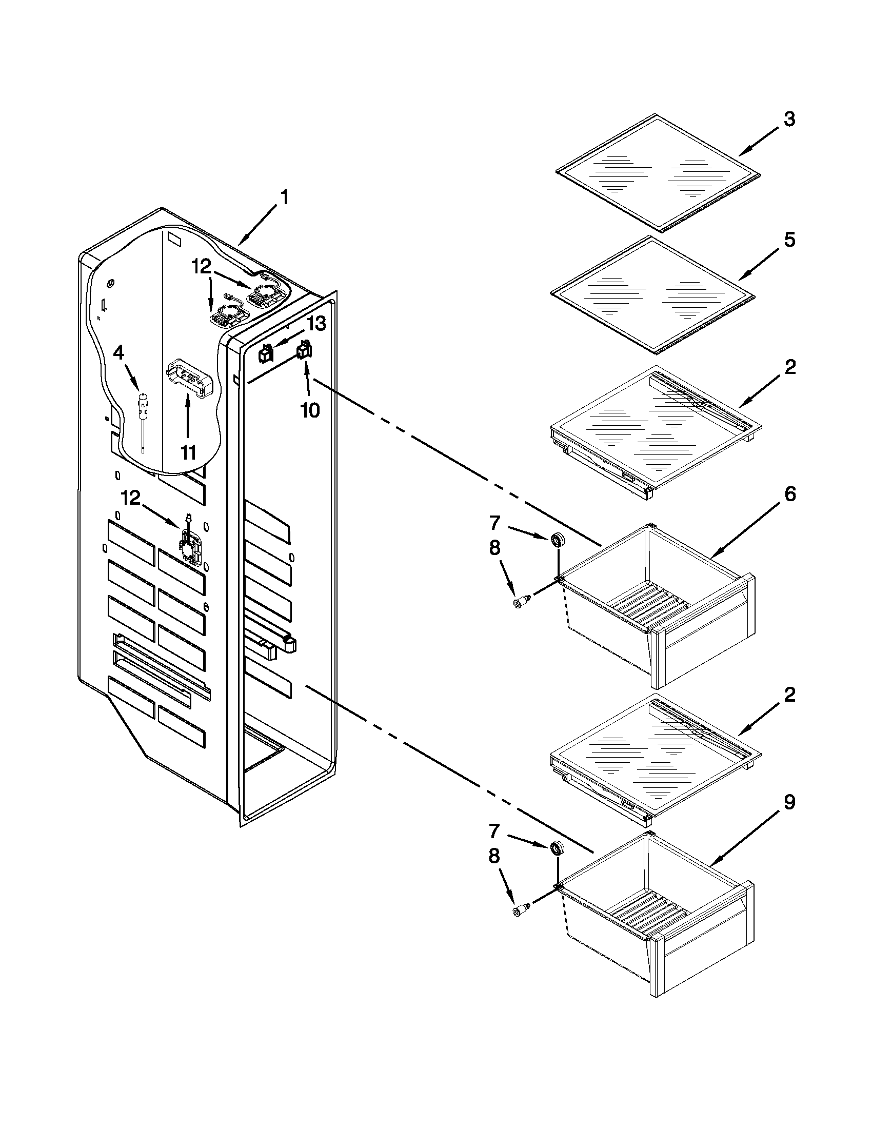 Whirlpool WRS965CIAM00 freezer liner parts diagram