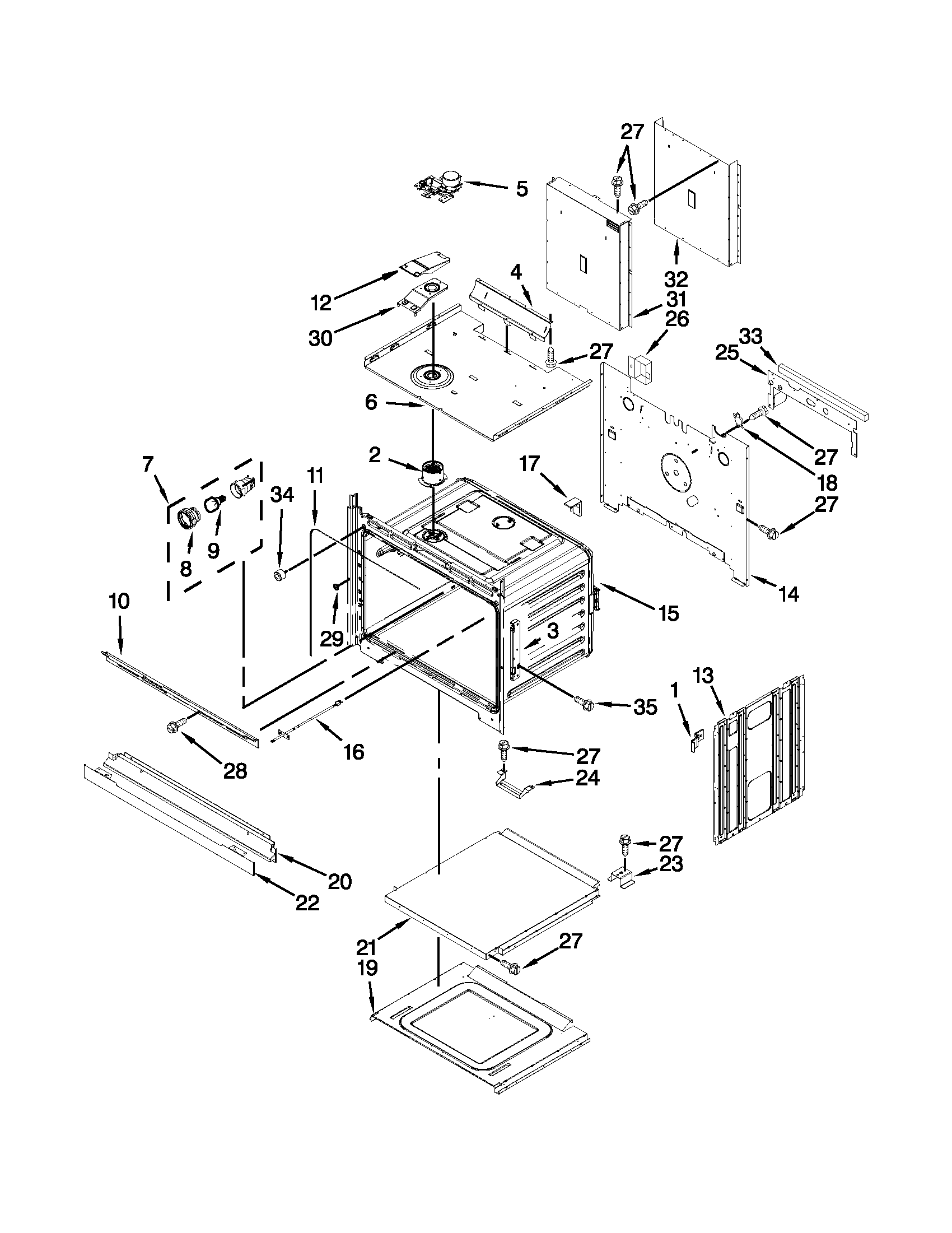 Whirlpool WOD51EC7AB01 upper oven parts diagram