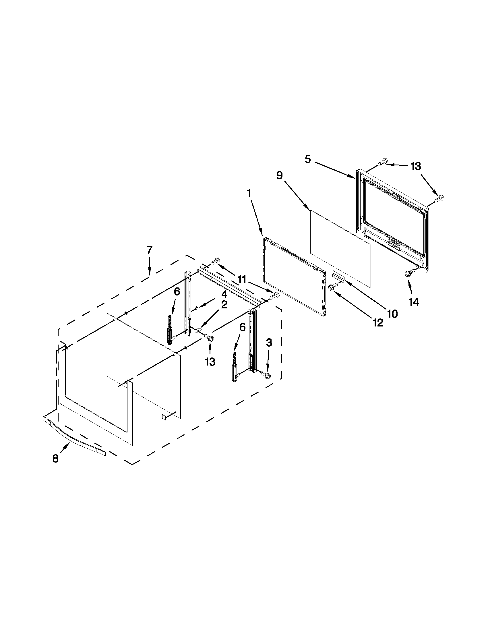 Whirlpool WOD51EC0AW01 upper oven door diagram
