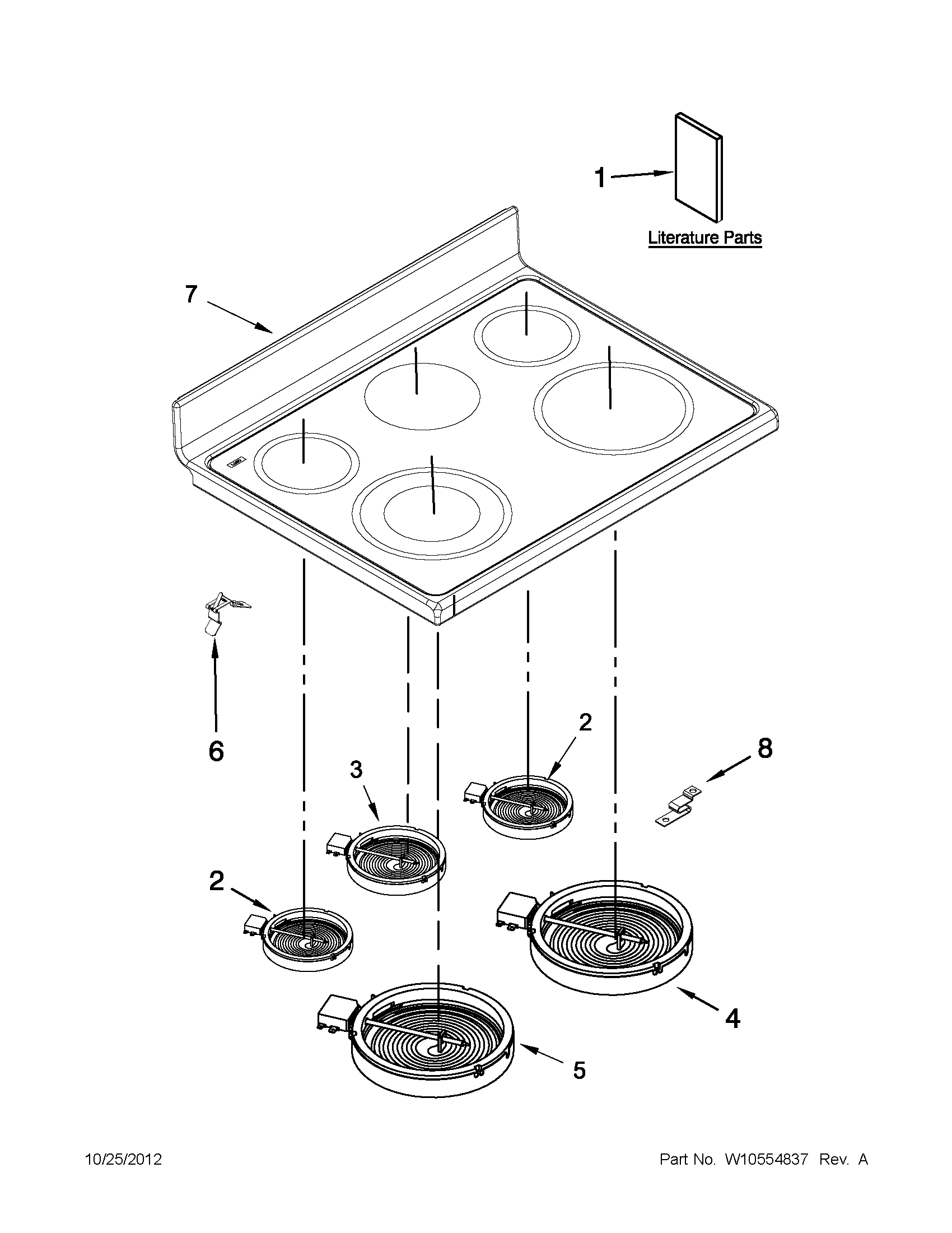 Whirlpool GGE390LXQ03 cooktop parts diagram
