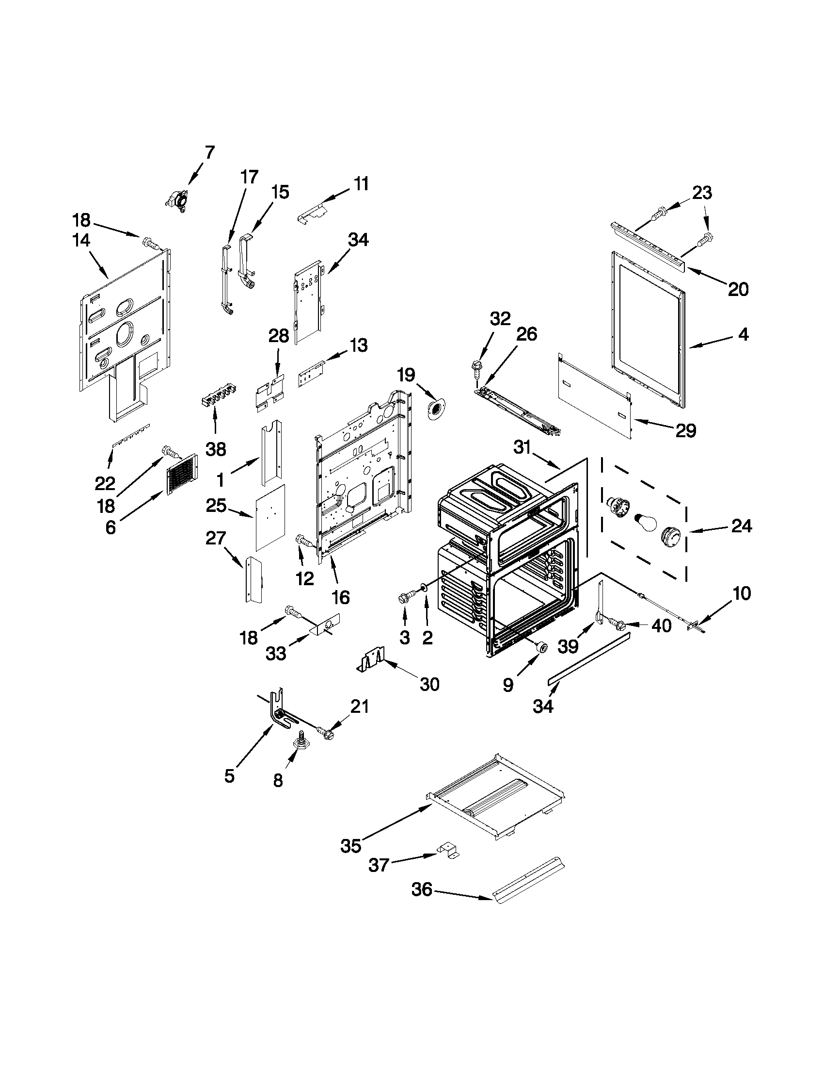 Whirlpool GGE390LXQ03 chassis parts diagram