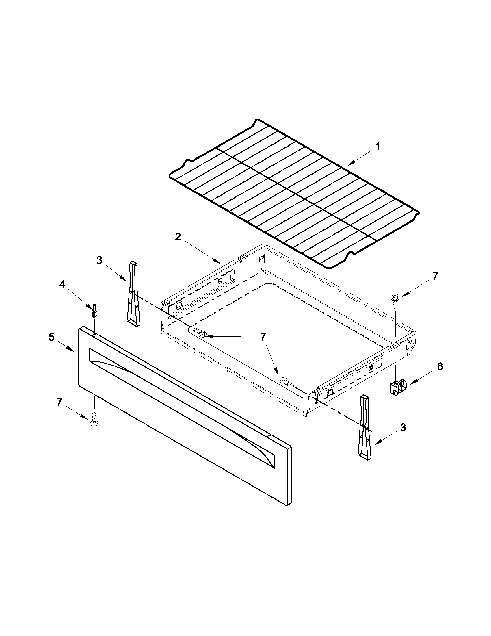 Whirlpool WFC150MLAB0 drawer & broiler parts diagram