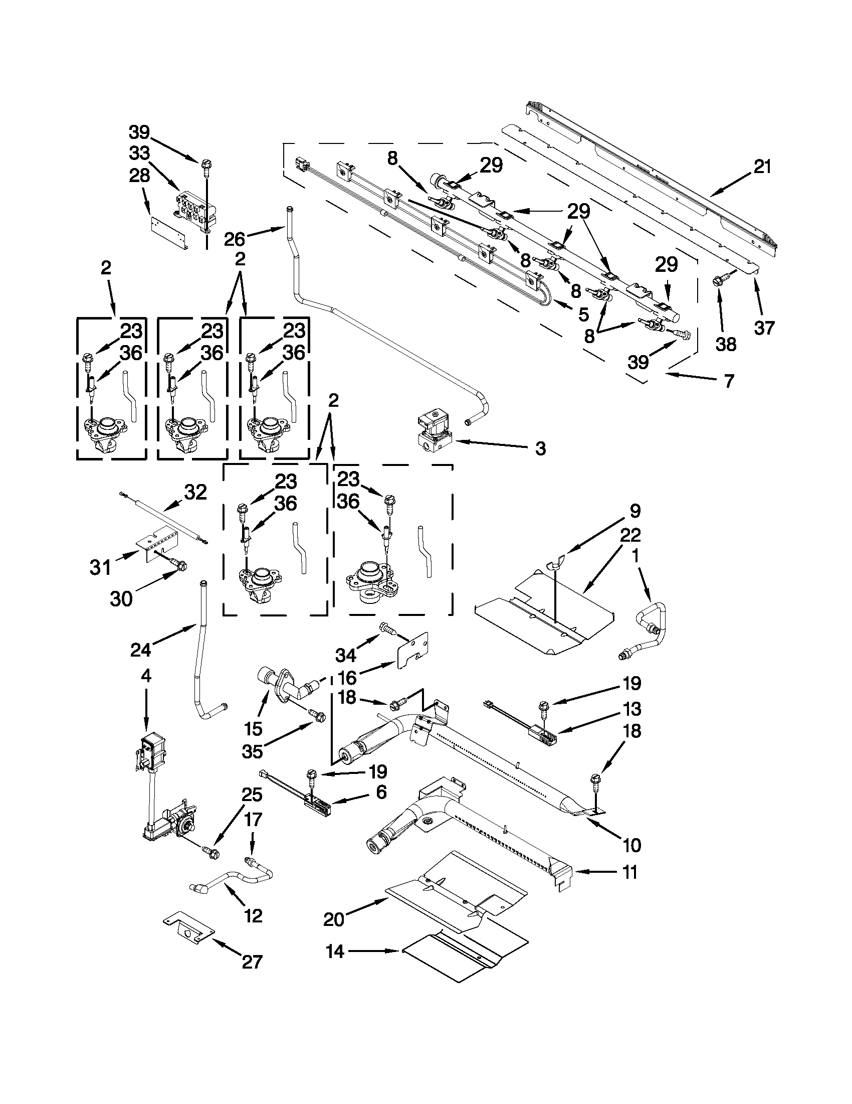 Whirlpool GGG390LXQ04 manifold parts diagram