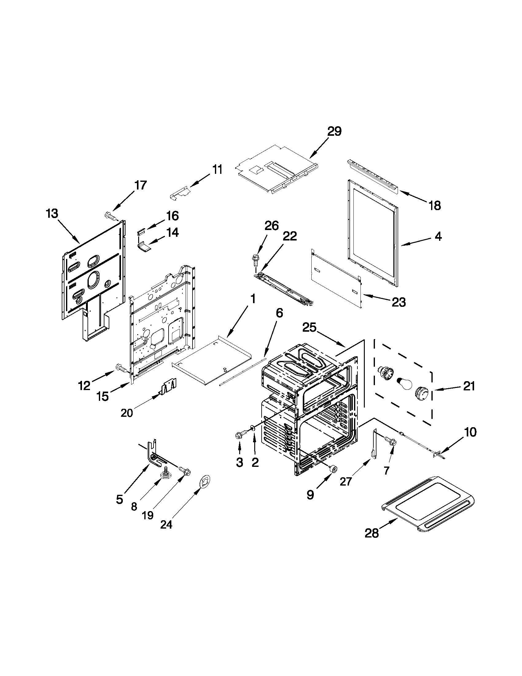 Whirlpool GGG390LXQ04 chassis parts diagram