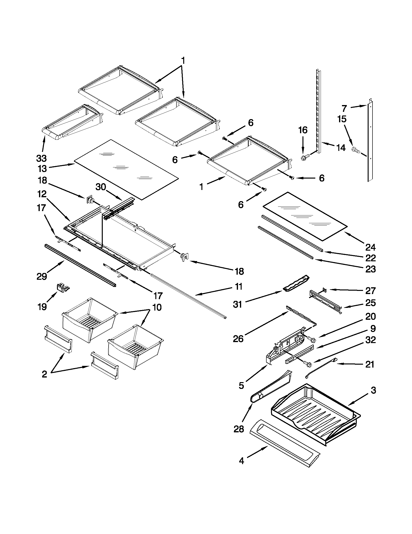 Whirlpool GI6FDRXXQ09 shelf parts diagram