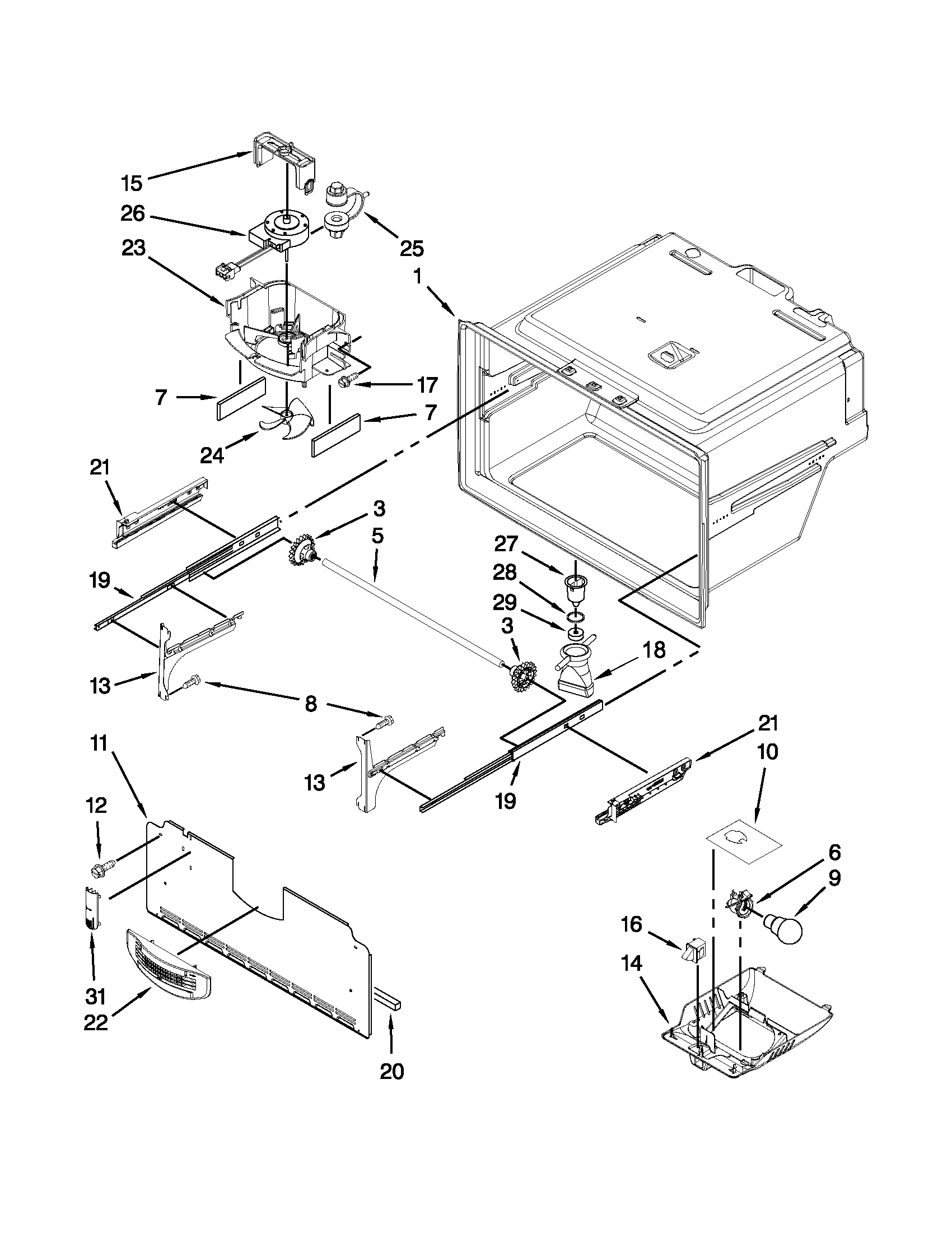 Whirlpool GI6FDRXXQ09 freezer liner parts diagram