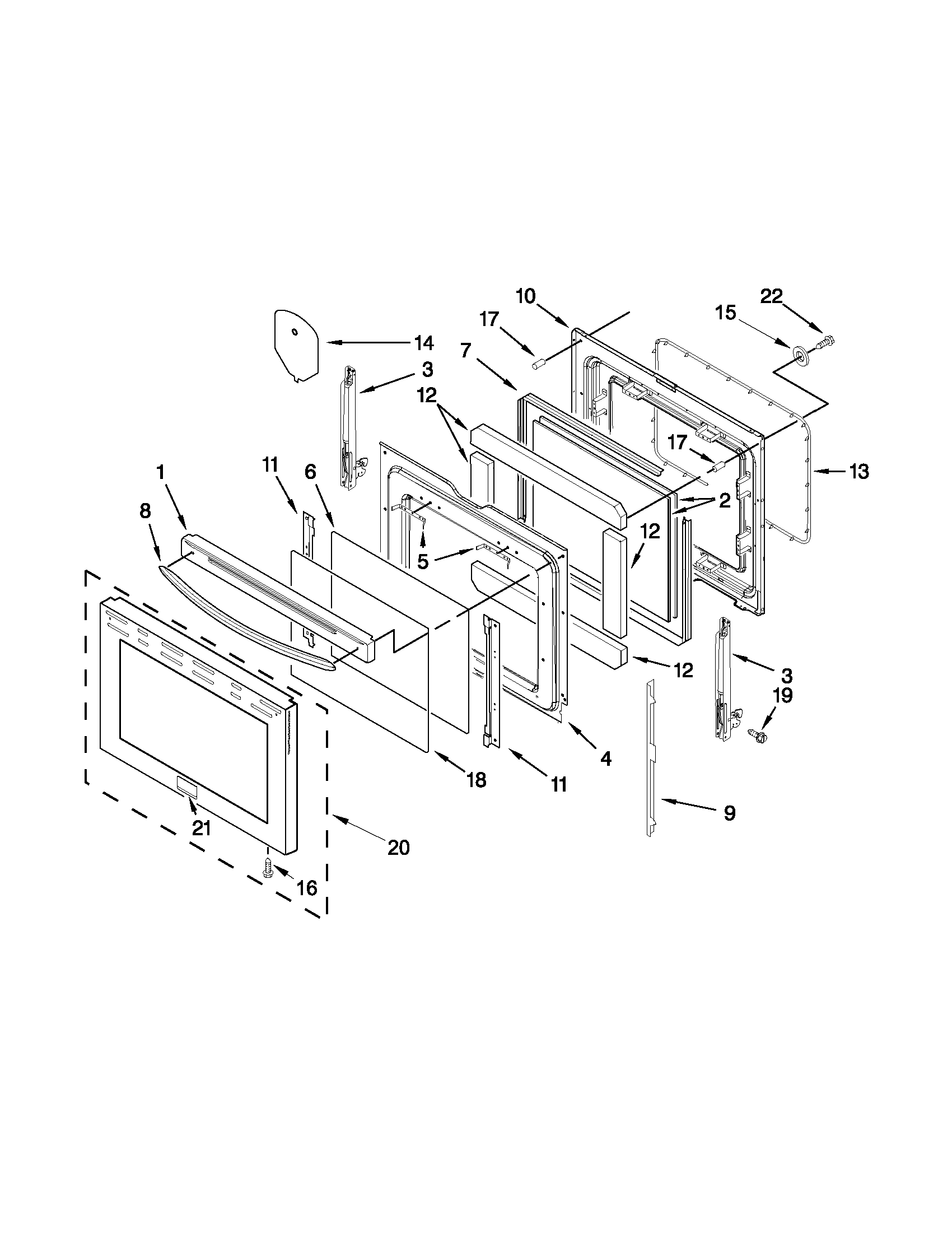 KitchenAid KERS208XSS3 door parts diagram