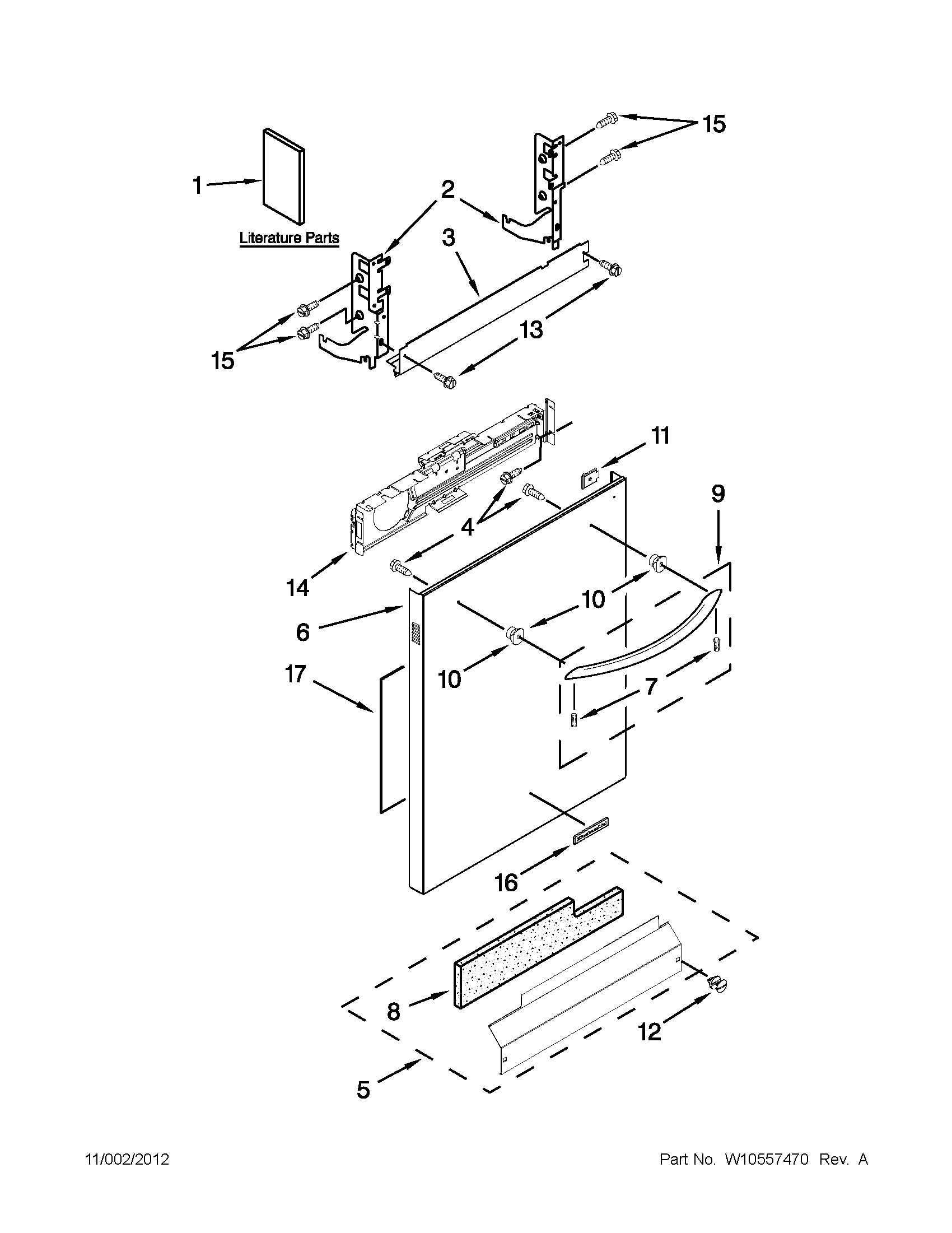 KitchenAid KUDE40FXSS6 door panel parts diagram